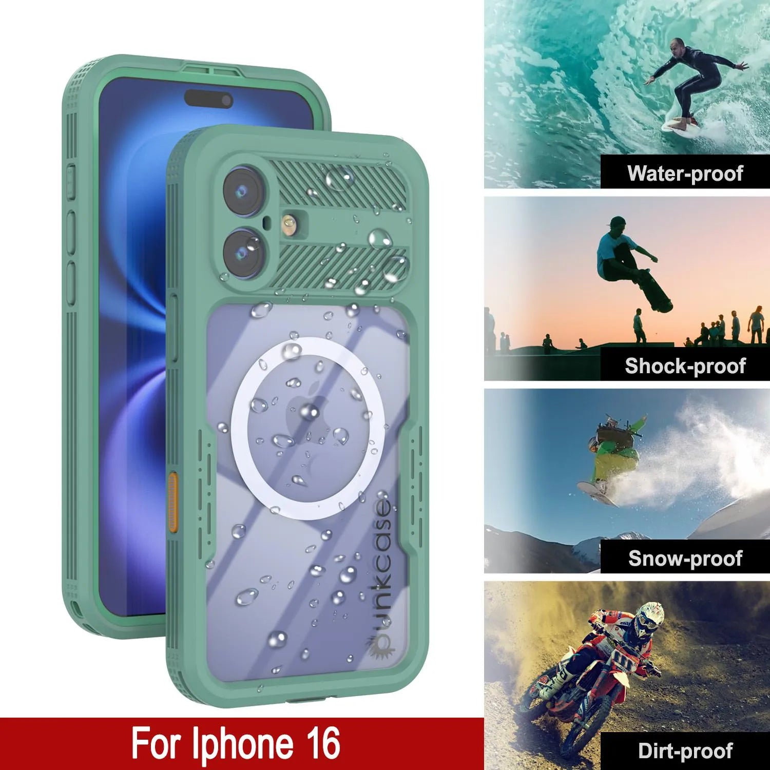 iPhone 16 Waterproof Case [Alpine 2.0 Series] [Slim Fit] [IP68 Certified] [Shockproof] [Teal]