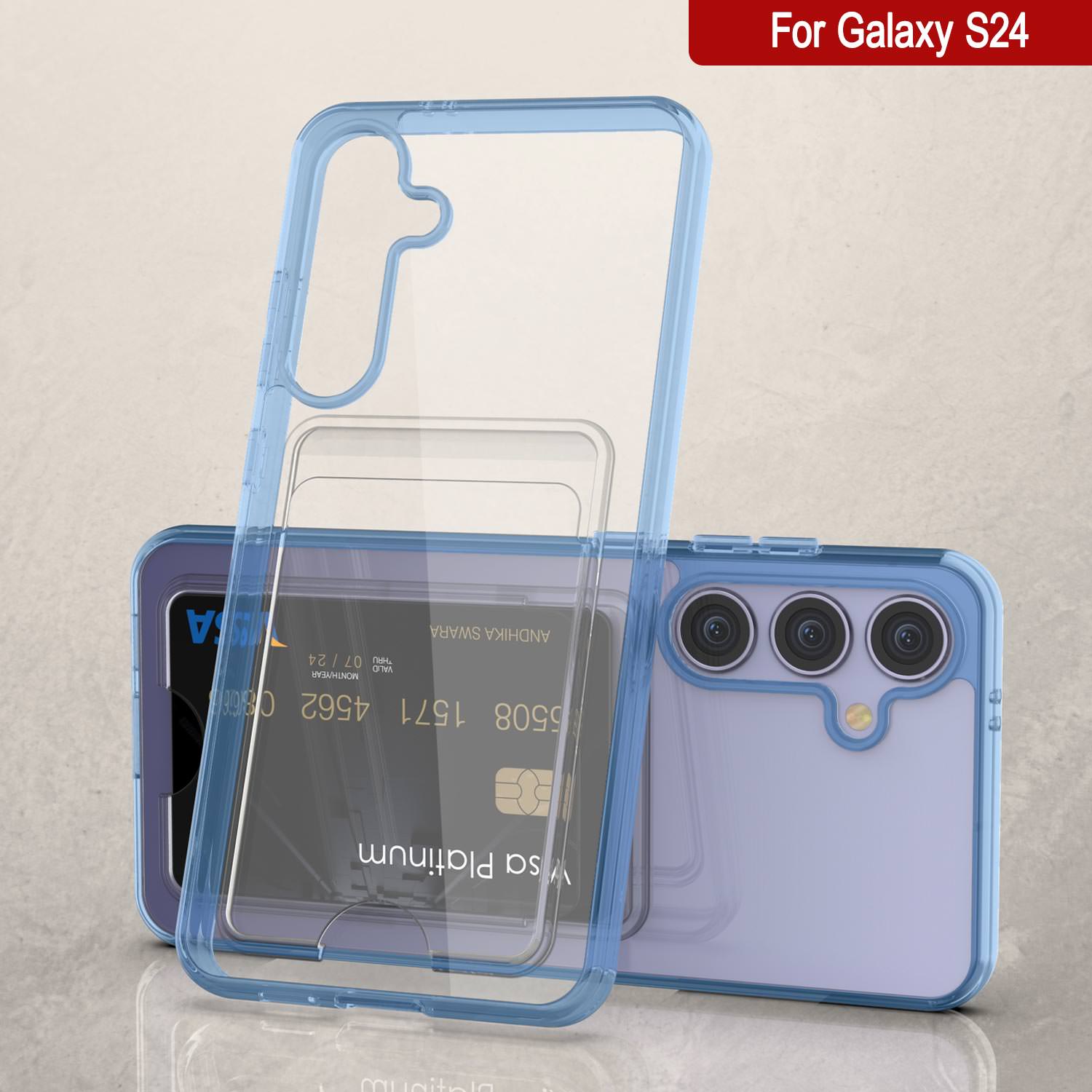 Galaxy S24 Card Holder Case [Crystal CardSlot Series] [Slim Fit] [Blue]