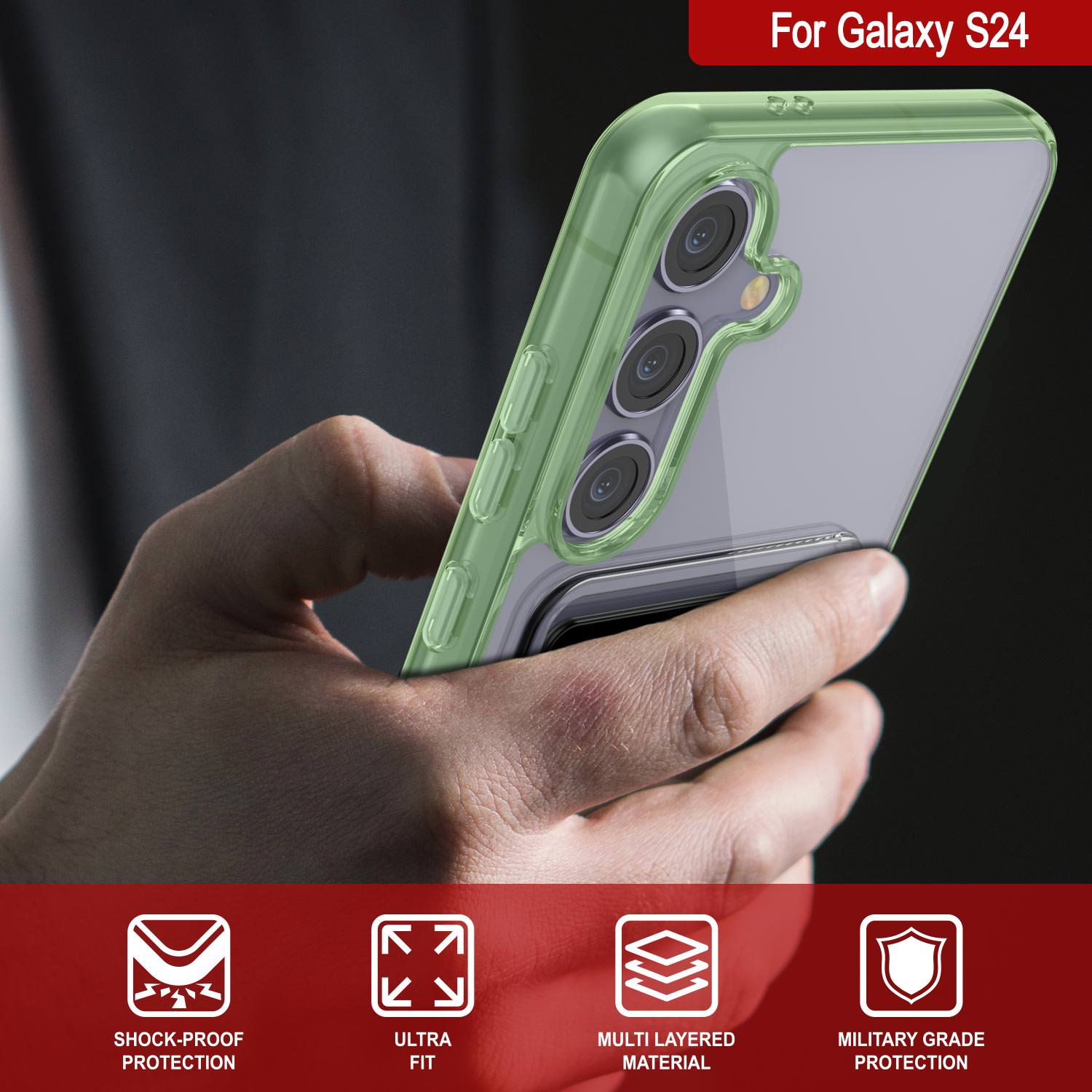 Galaxy S24 Card Holder Case [Crystal CardSlot Series] [Slim Fit] [Green]