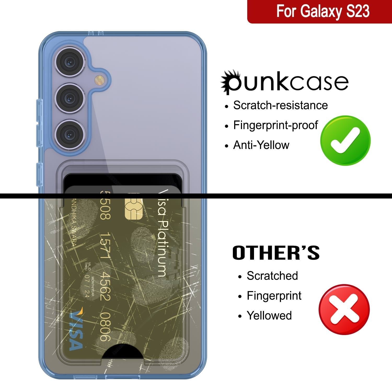 Galaxy S24 Card Holder Case [Crystal CardSlot Series] [Slim Fit] [Blue]