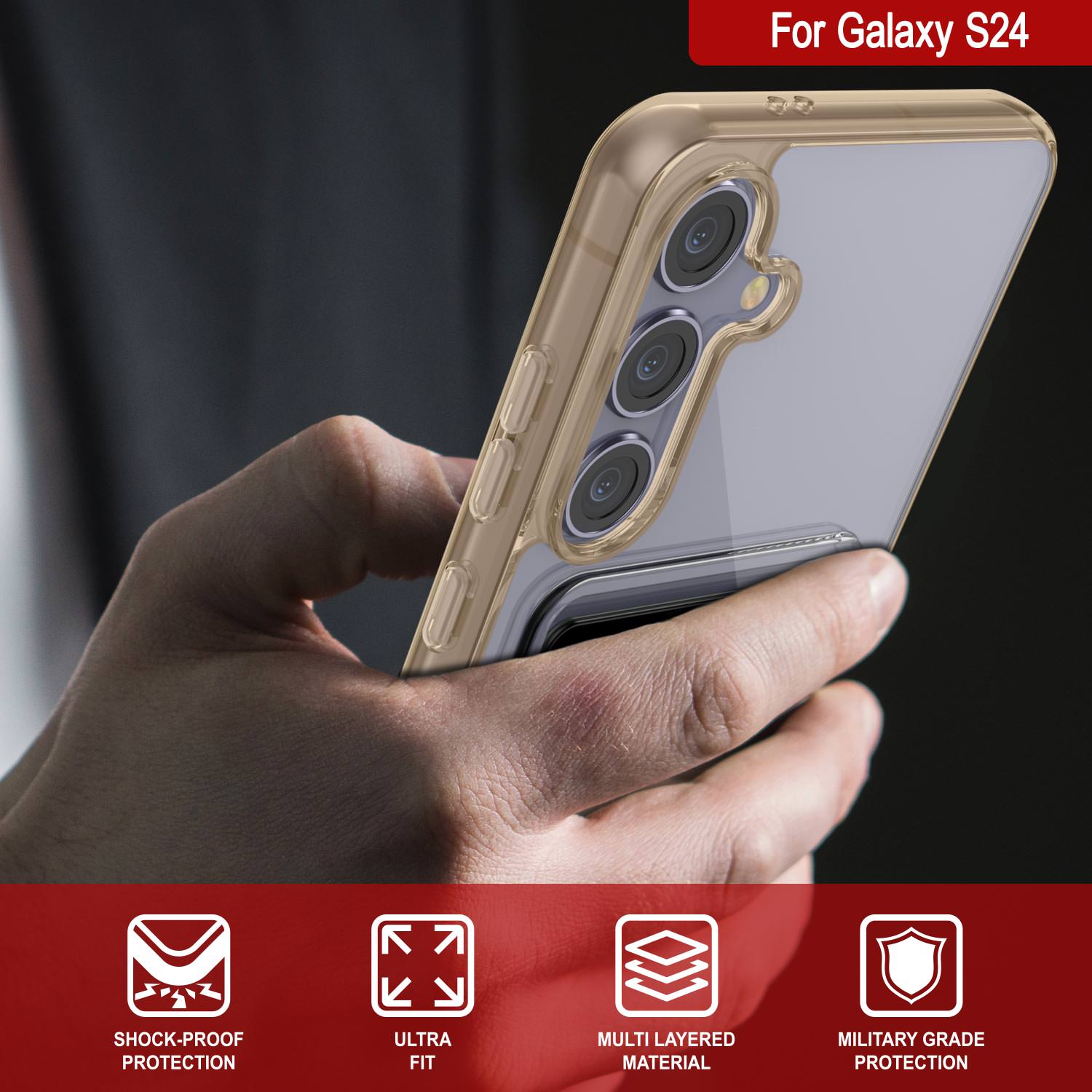 Galaxy S24 Card Holder Case [Crystal CardSlot Series] [Slim Fit] [Orange]