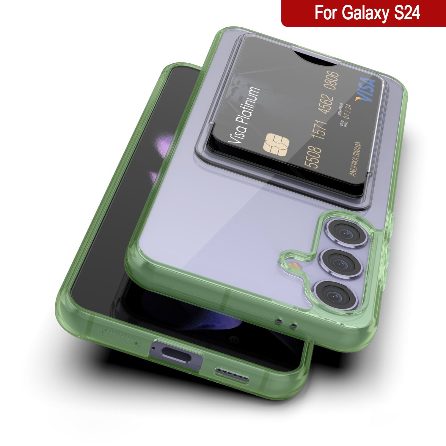 Galaxy S24 Card Holder Case [Crystal CardSlot Series] [Slim Fit] [Green]