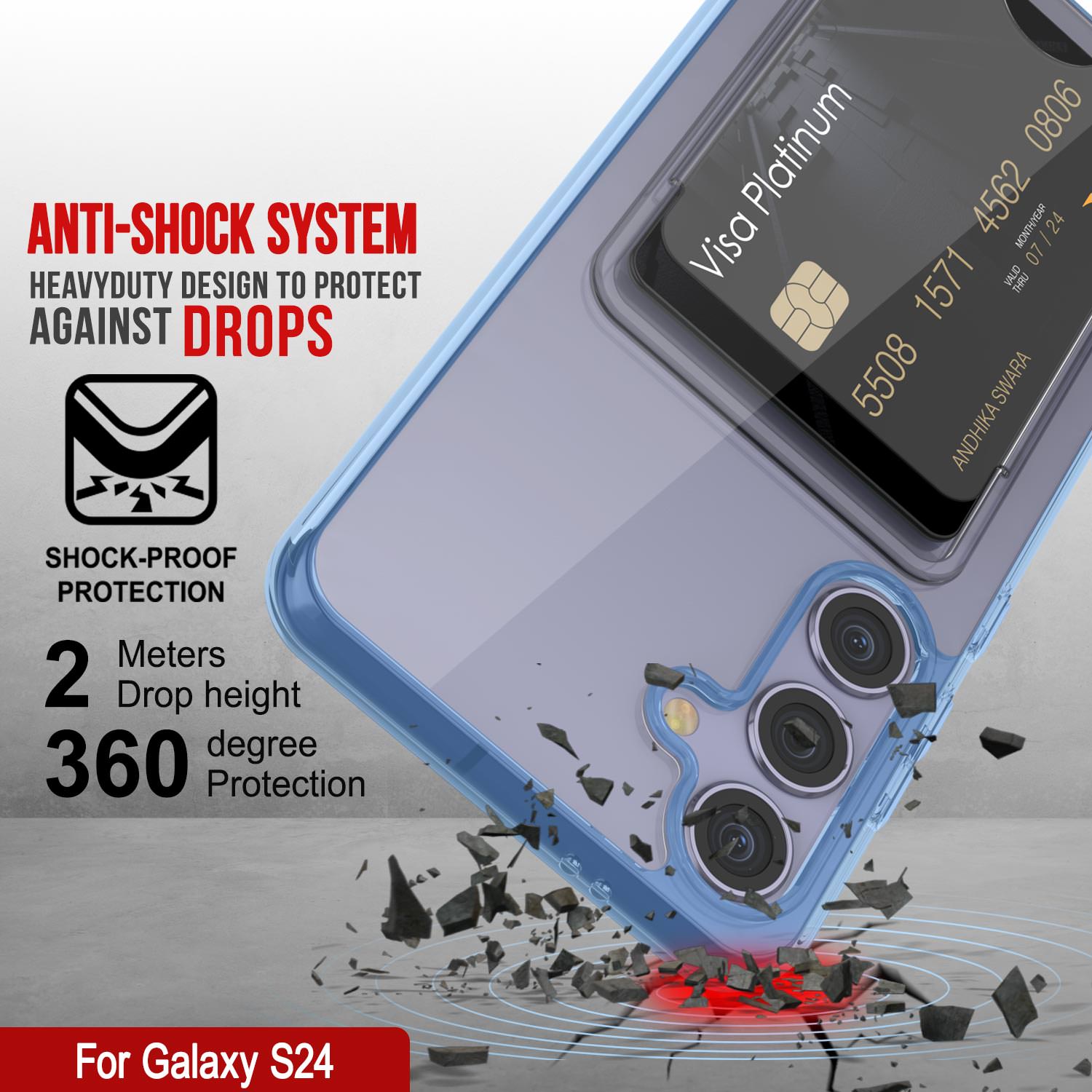 Galaxy S24 Card Holder Case [Crystal CardSlot Series] [Slim Fit] [Blue]