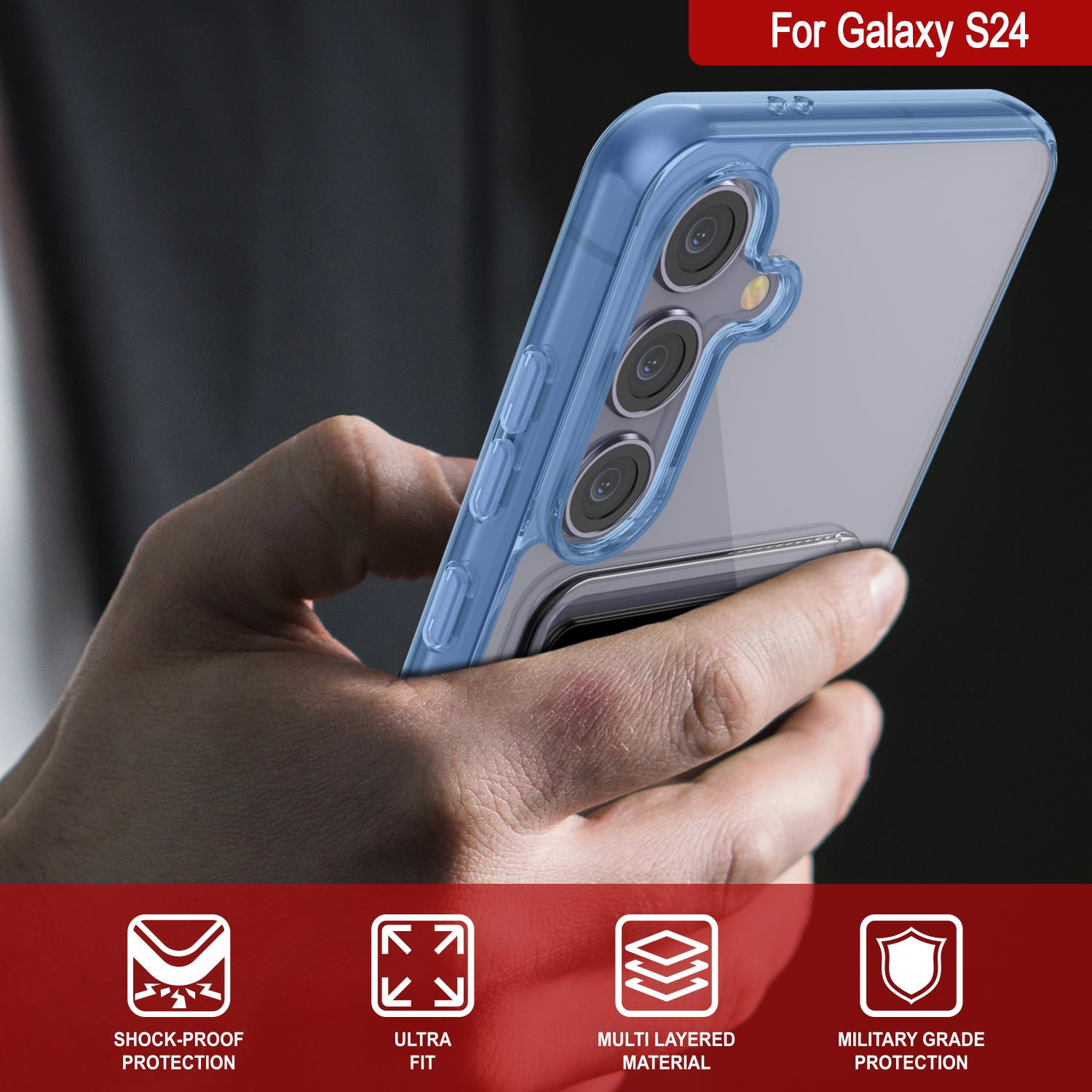 Galaxy S24 Card Holder Case [Crystal CardSlot Series] [Slim Fit] [Blue]