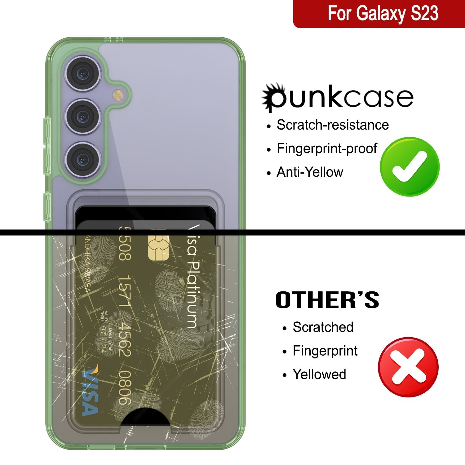 Galaxy S24 Card Holder Case [Crystal CardSlot Series] [Slim Fit] [Green]