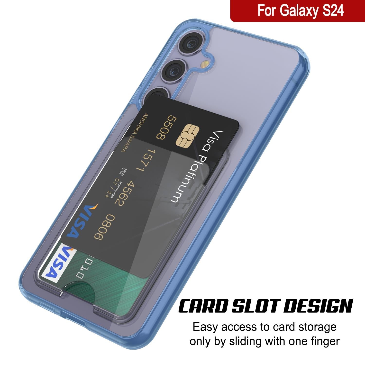 Galaxy S24 Card Holder Case [Crystal CardSlot Series] [Slim Fit] [Blue]