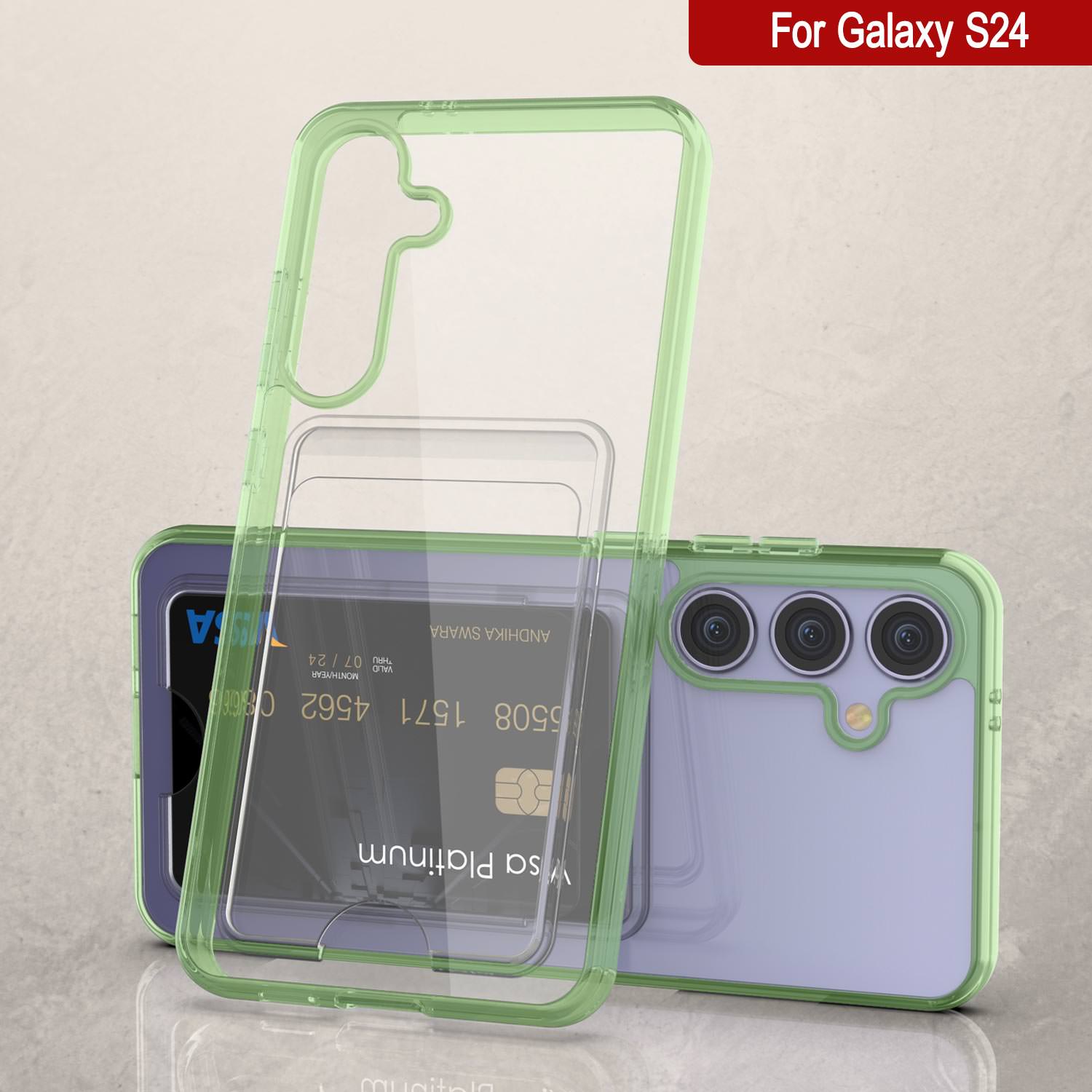Galaxy S24 Card Holder Case [Crystal CardSlot Series] [Slim Fit] [Green]
