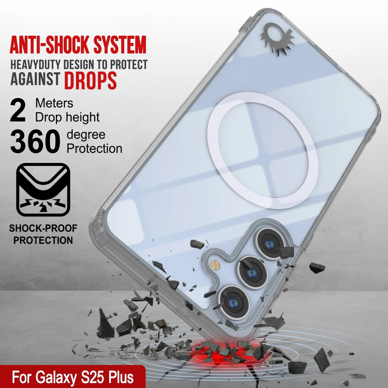 Galaxy S25 Plus Magnetic Wireless Charging Case [Clear Acrylic Series] [Non-Slip] For Galaxy S25 Plus [Silver]