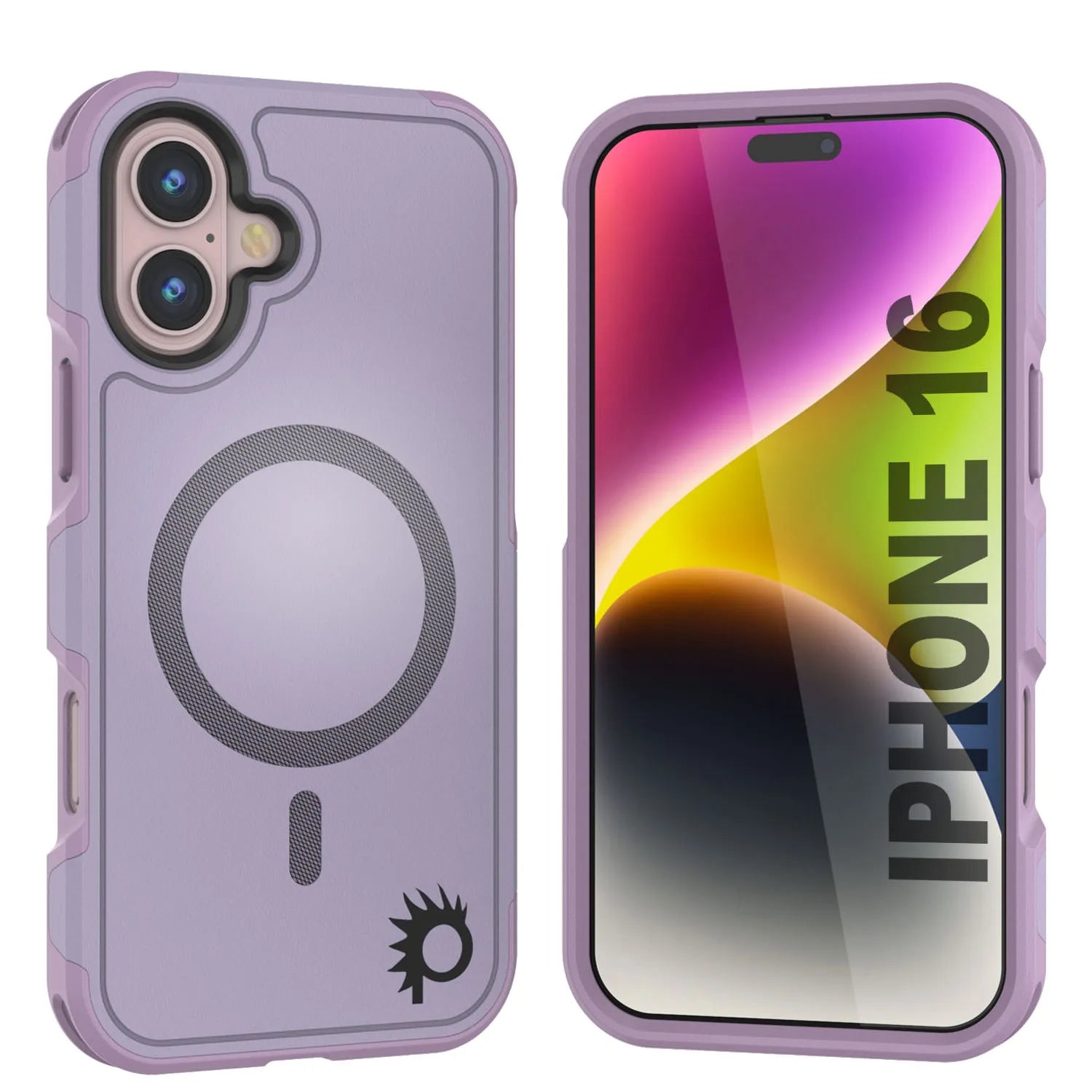 PunkCase iPhone 16 Case, [Spartan 2.0 Series] Clear Rugged Heavy Duty Cover W/Built in Screen Protector [lilac]