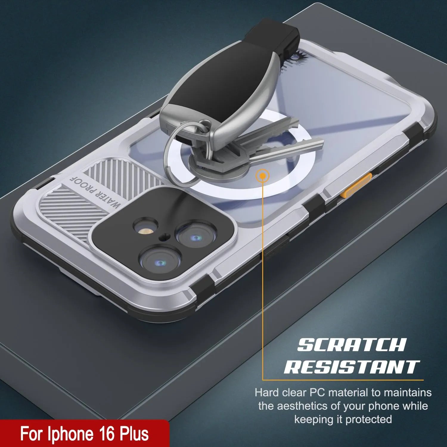 iPhone 16 Plus Metal Extreme 2.0 Series Aluminum Waterproof Case IP68 W/Buillt in Screen Protector [White]