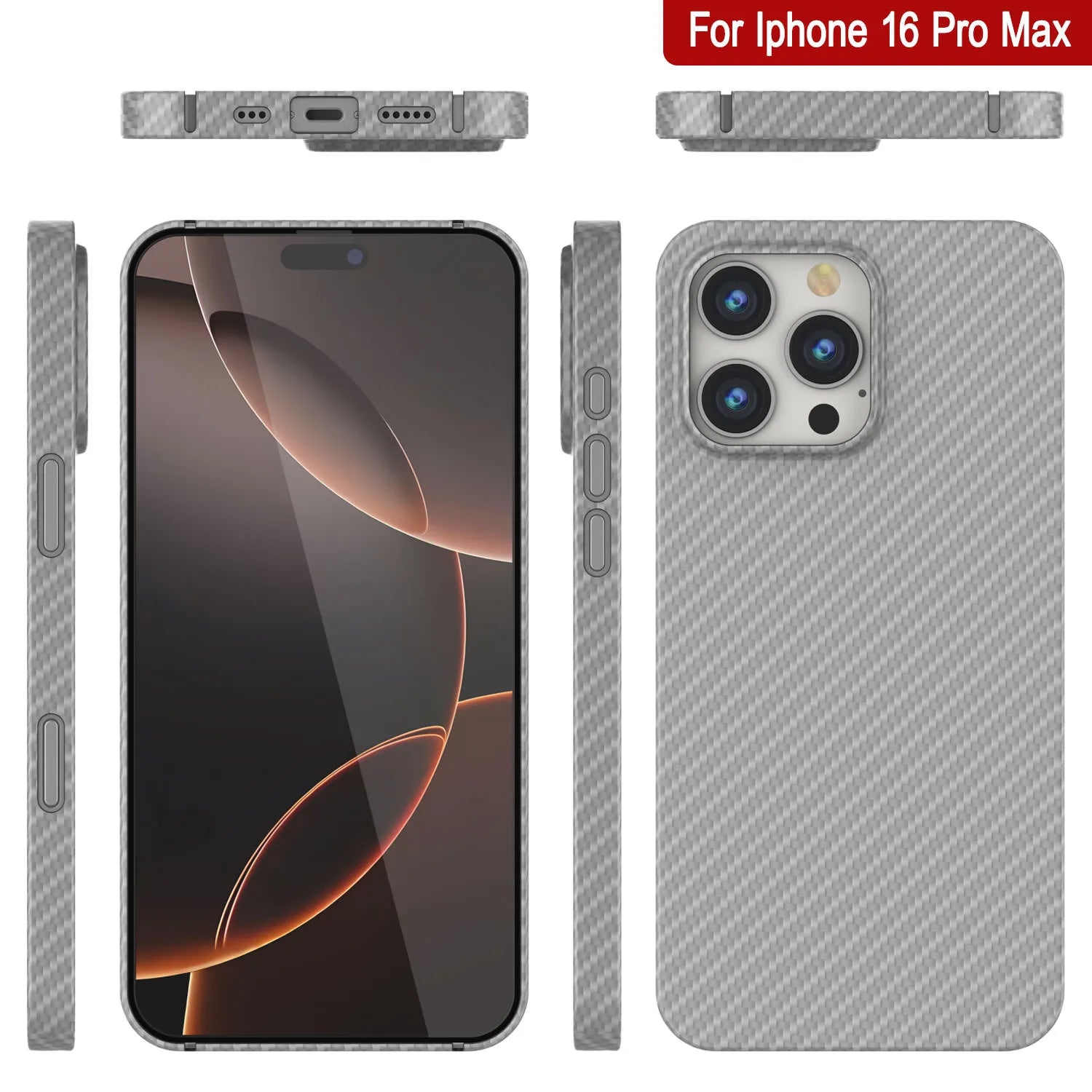 Punkcase iPhone 16 Pro Max Carbon Fiber Case [AramidShield Series] Ultra Slim & Light Kevlar [White]