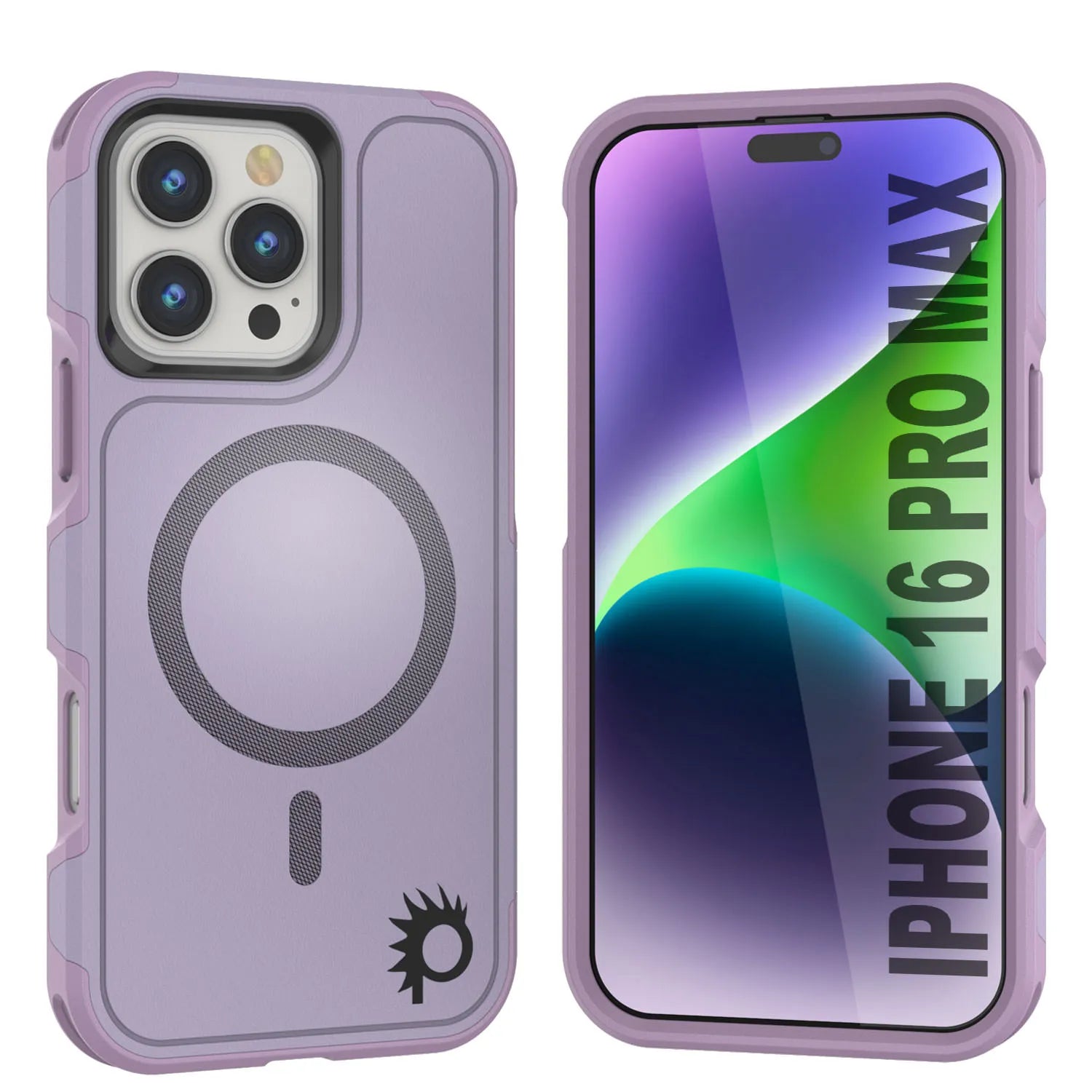 PunkCase iPhone 16 Pro Max Case, [Spartan 2.0 Series] Clear Rugged Heavy Duty Cover W/Built in Screen Protector [lilac]