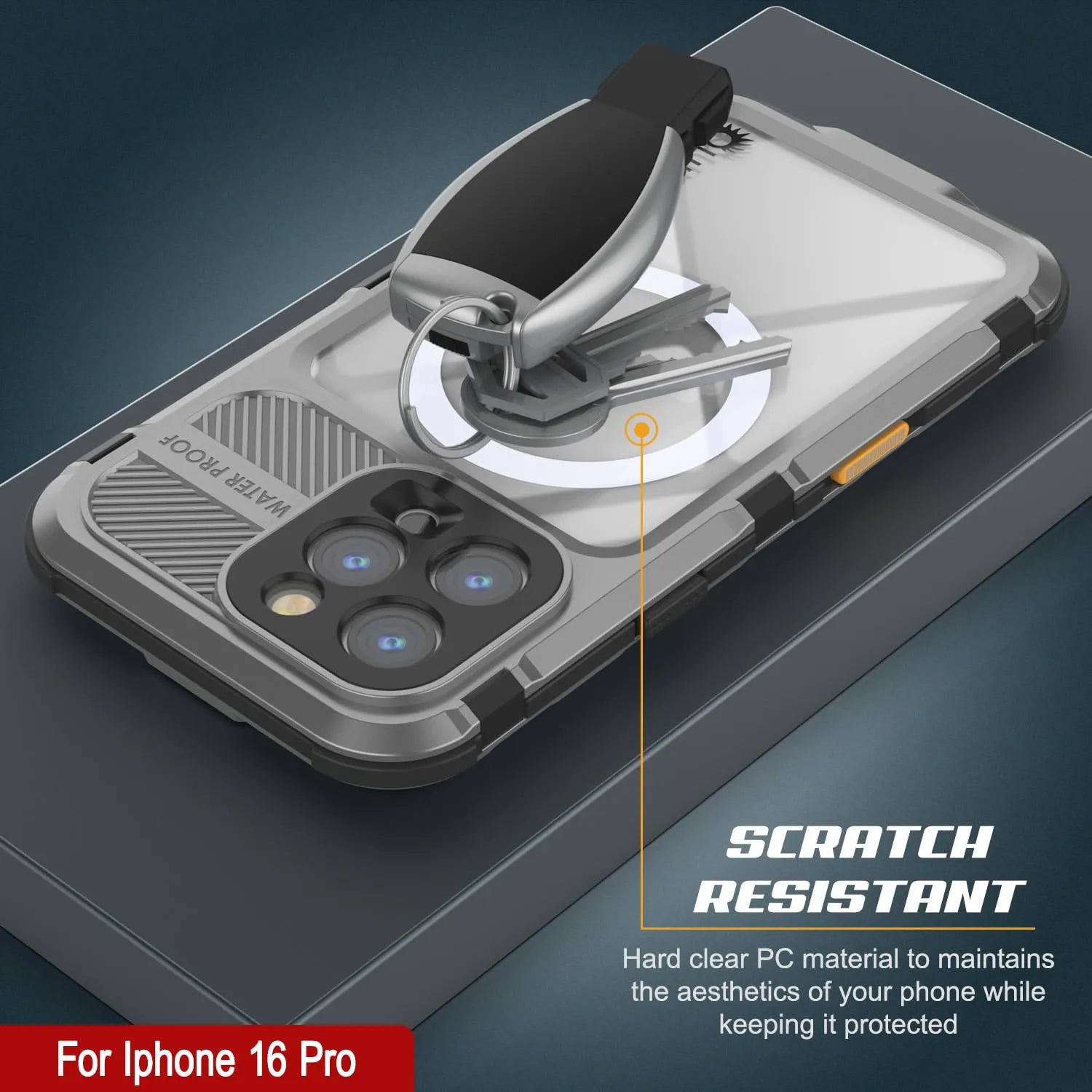 iPhone 16 Pro Metal Extreme 2.0 Series Aluminum Waterproof Case IP68 W/Buillt in Screen Protector [Silver]