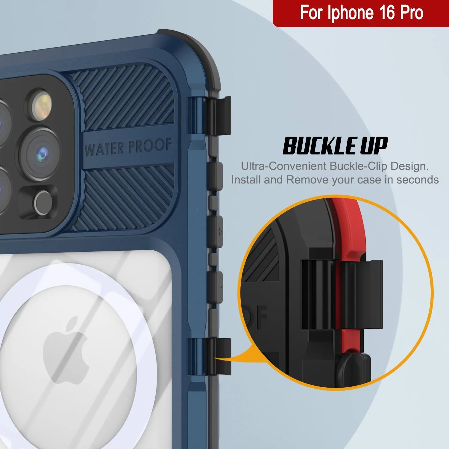 iPhone 16 Pro Metal Extreme 2.0 Series Aluminum Waterproof Case IP68 W/Buillt in Screen Protector [Blue]