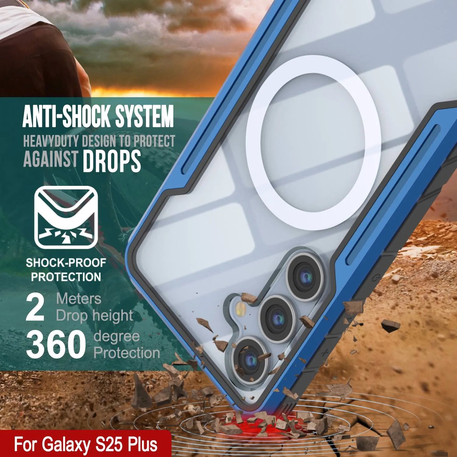 Punkcase S25+ Plus Armor Stealth Case Protective Military Grade Multilayer Cover [Navy Blue]