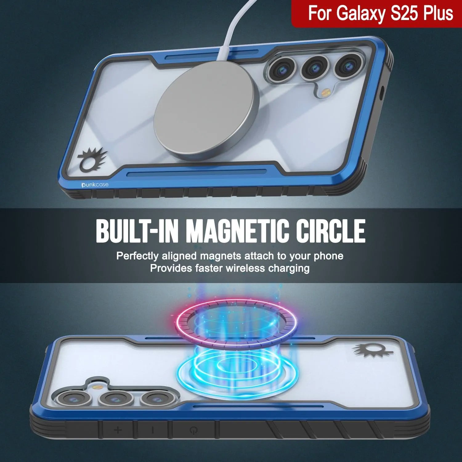 Punkcase S25+ Plus Armor Stealth Case Protective Military Grade Multilayer Cover [Navy Blue]