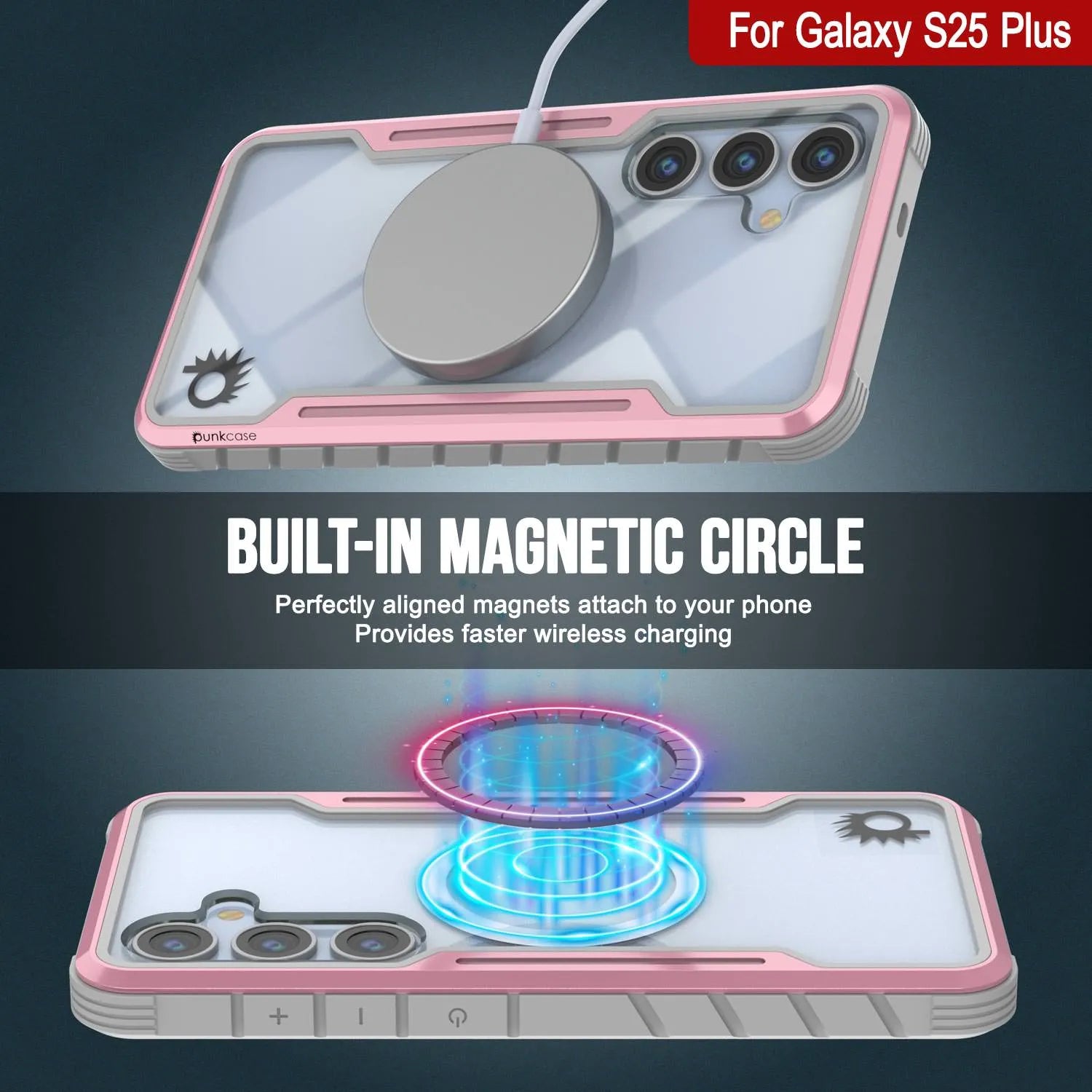 Punkcase S25+ Plus Armor Stealth Case Protective Military Grade Multilayer Cover [Rose-Gold]