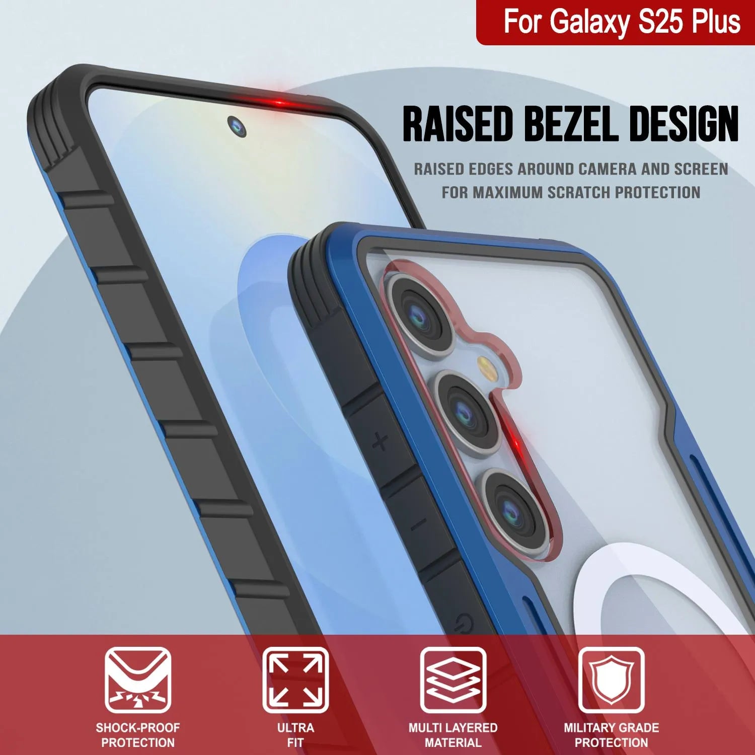 Punkcase S25+ Plus Armor Stealth Case Protective Military Grade Multilayer Cover [Navy Blue]