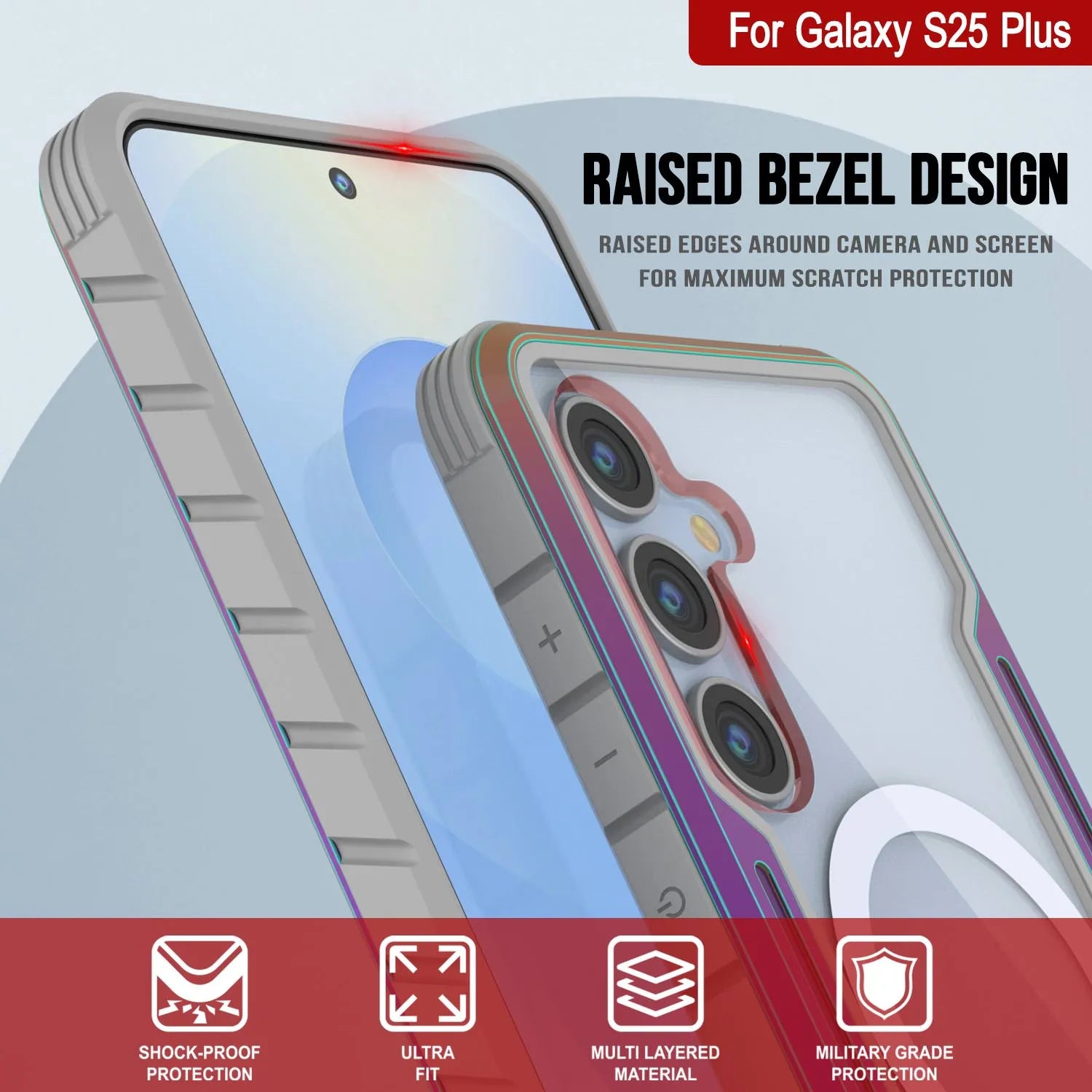 Punkcase S25+ Plus Armor Stealth Case Protective Military Grade Multilayer Cover [Rainbow]