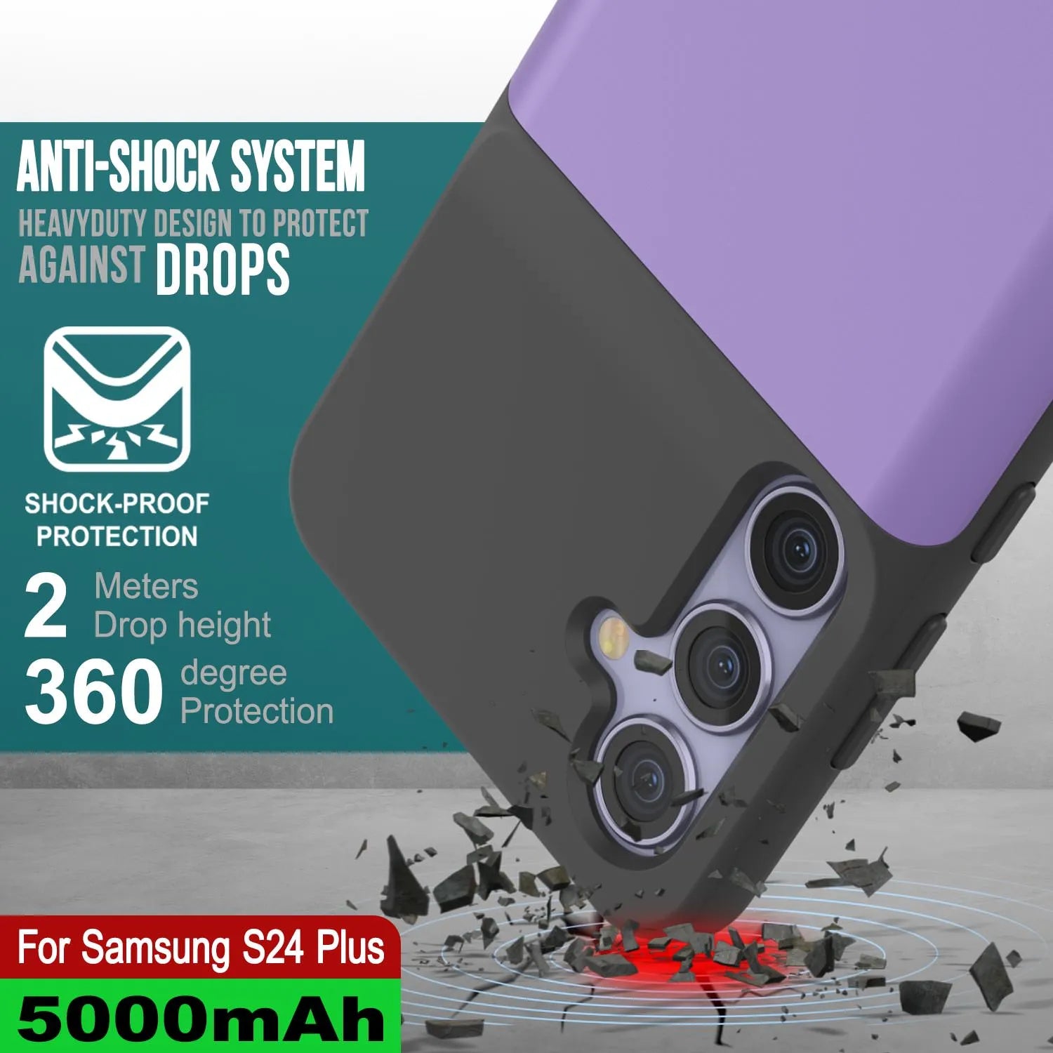 PunkJuice S24+ Plus Battery Case Purple - Portable Charging Power Juice Bank with 5000mAh