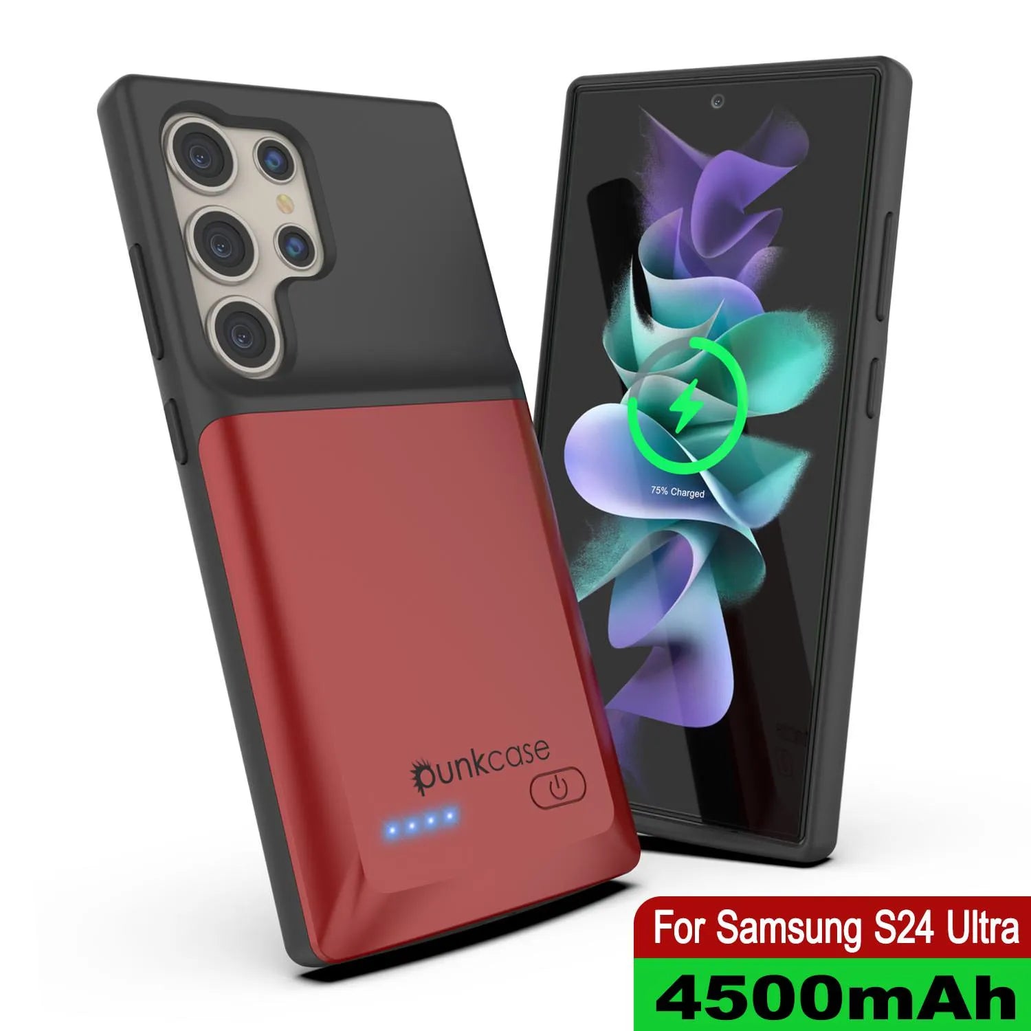 PunkJuice S24 Ultra Battery Case Red - Portable Charging Power Juice Bank with 4500mAh