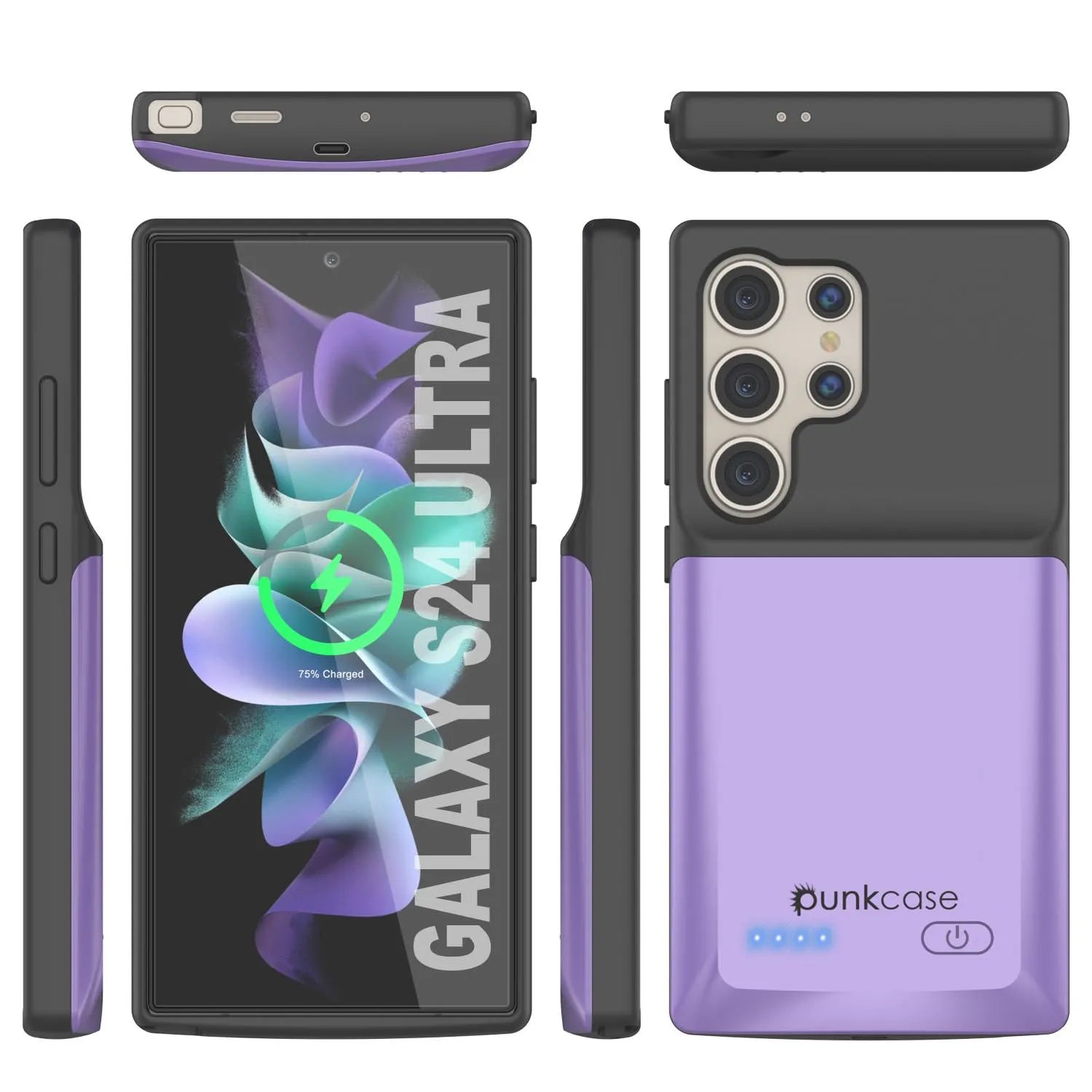 PunkJuice S24 Ultra Battery Case Purple - Portable Charging Power Juice Bank with 4500mAh