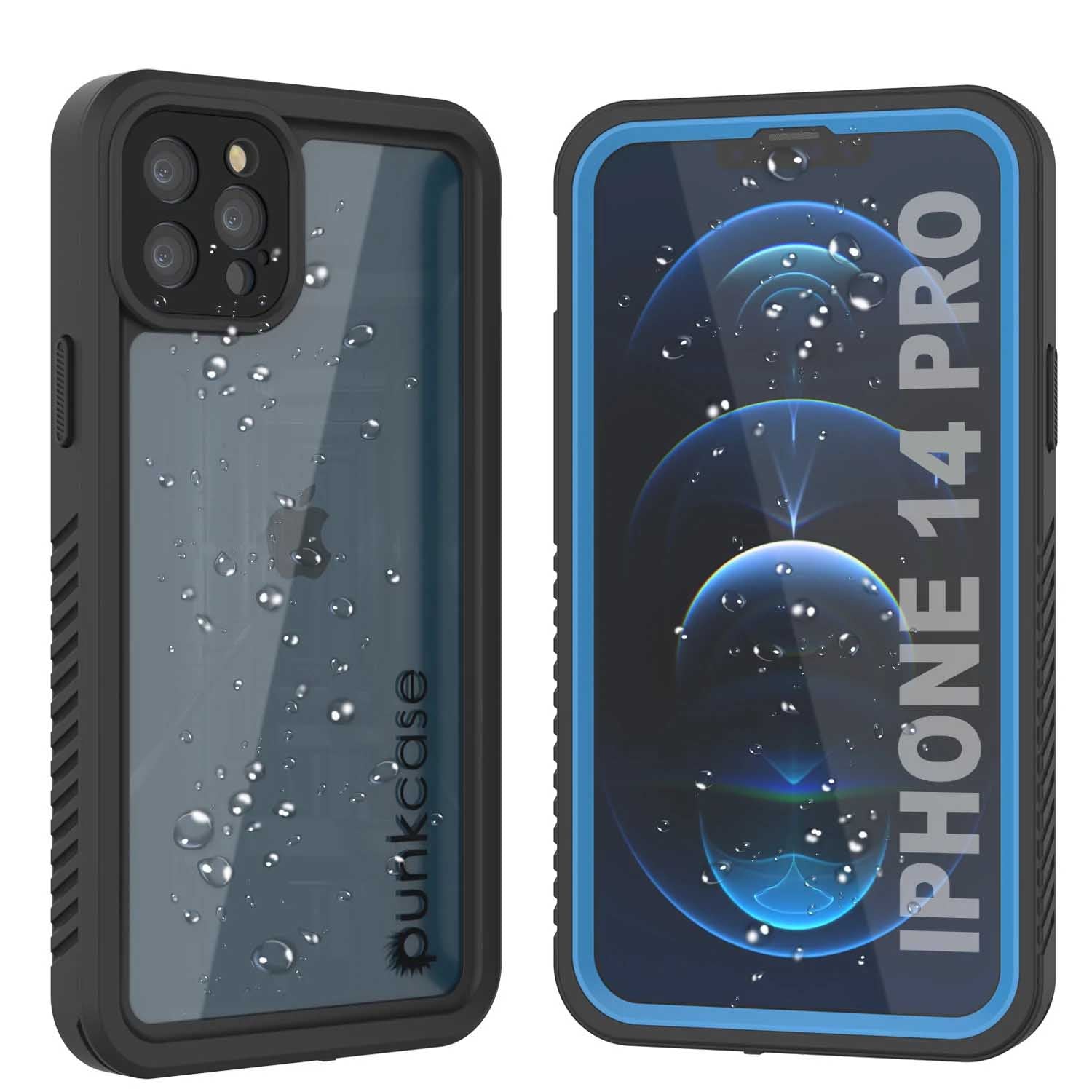 iPhone 14 Pro Waterproof Case, Punkcase [Extreme Series] Armor Cover W/ Built In Screen Protector [Light Blue]