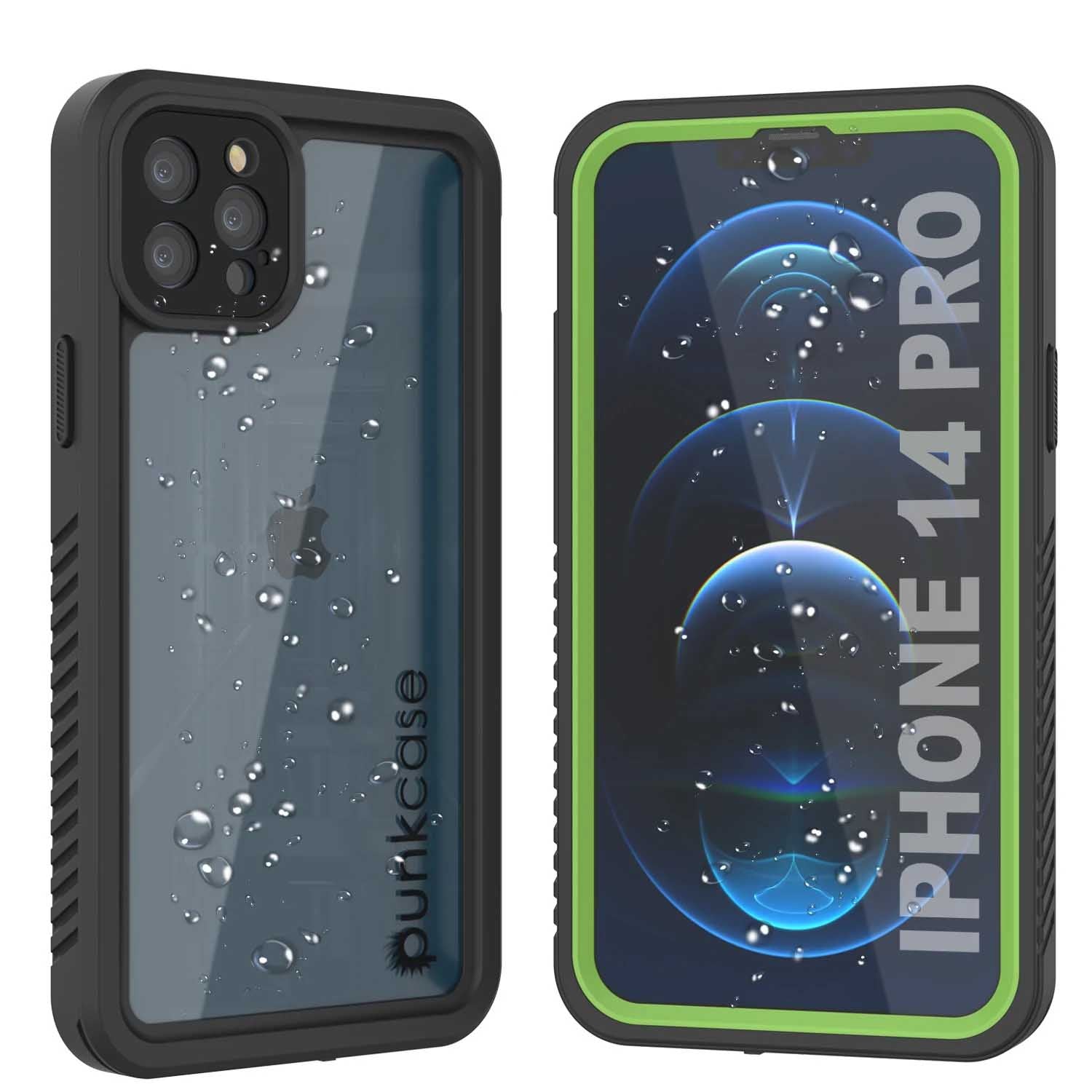 iPhone 14 Pro Waterproof Case, Punkcase [Extreme Series] Armor Cover W/ Built In Screen Protector [Light Green]