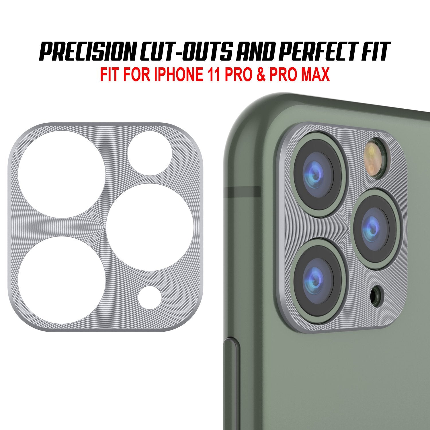 Punkcase iPhone 11 Pro Max Camera Protector Ring [Silver]