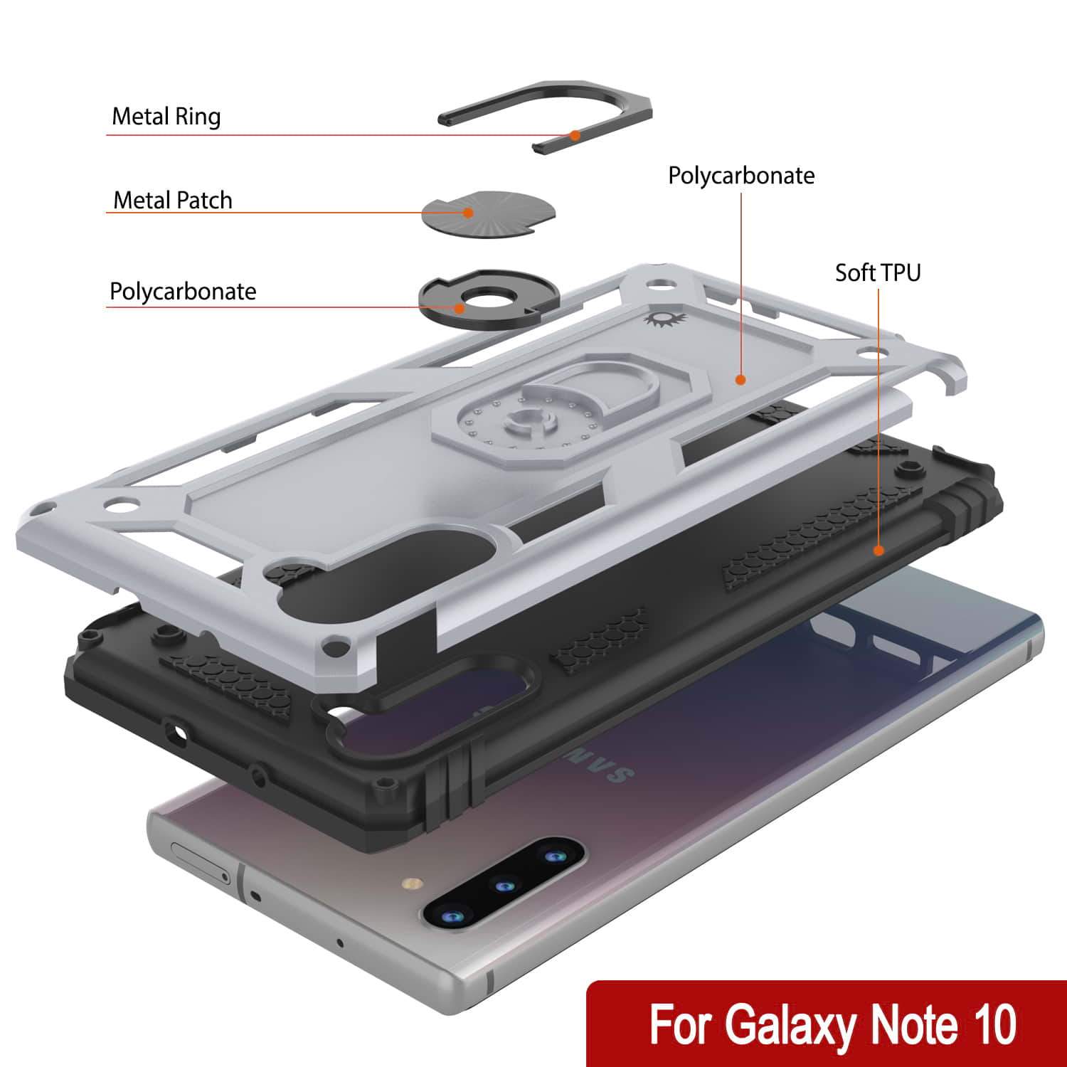 Galaxy Note 10 Punkcase Armor Military Case Silver
