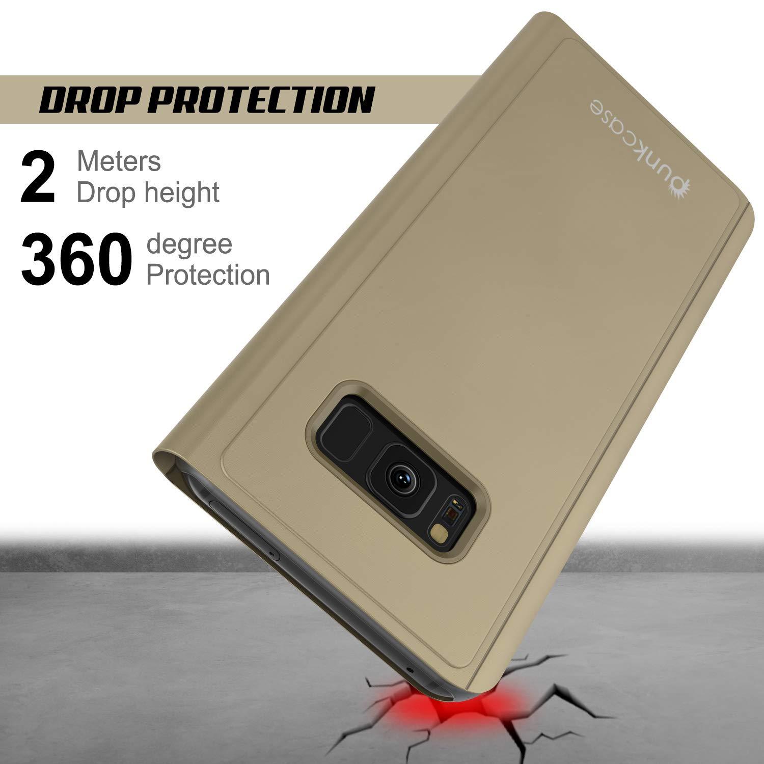 Punkcase S8  Reflector Case Protective Flip Cover [Gold]