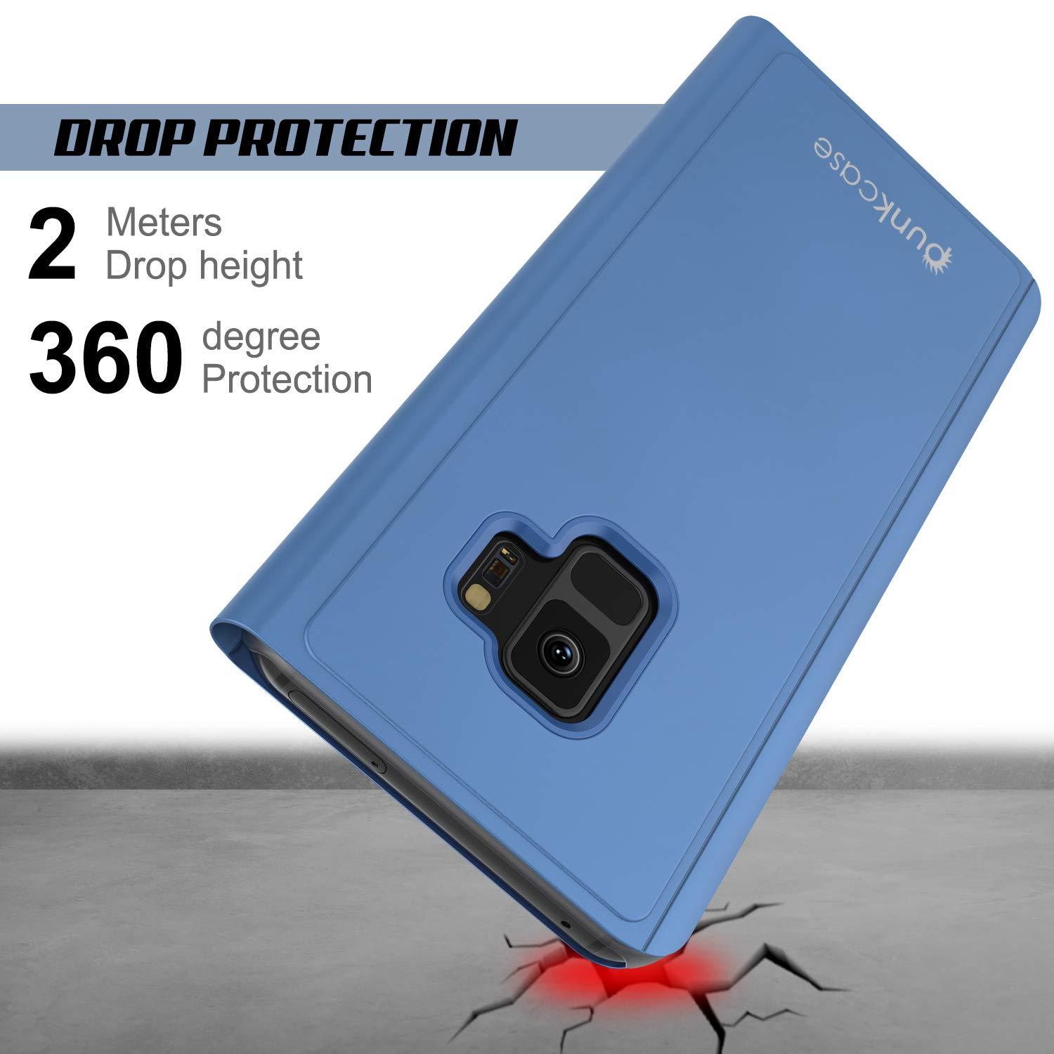 Punkcase S9  Reflector Case Protective Flip Cover [Blue]