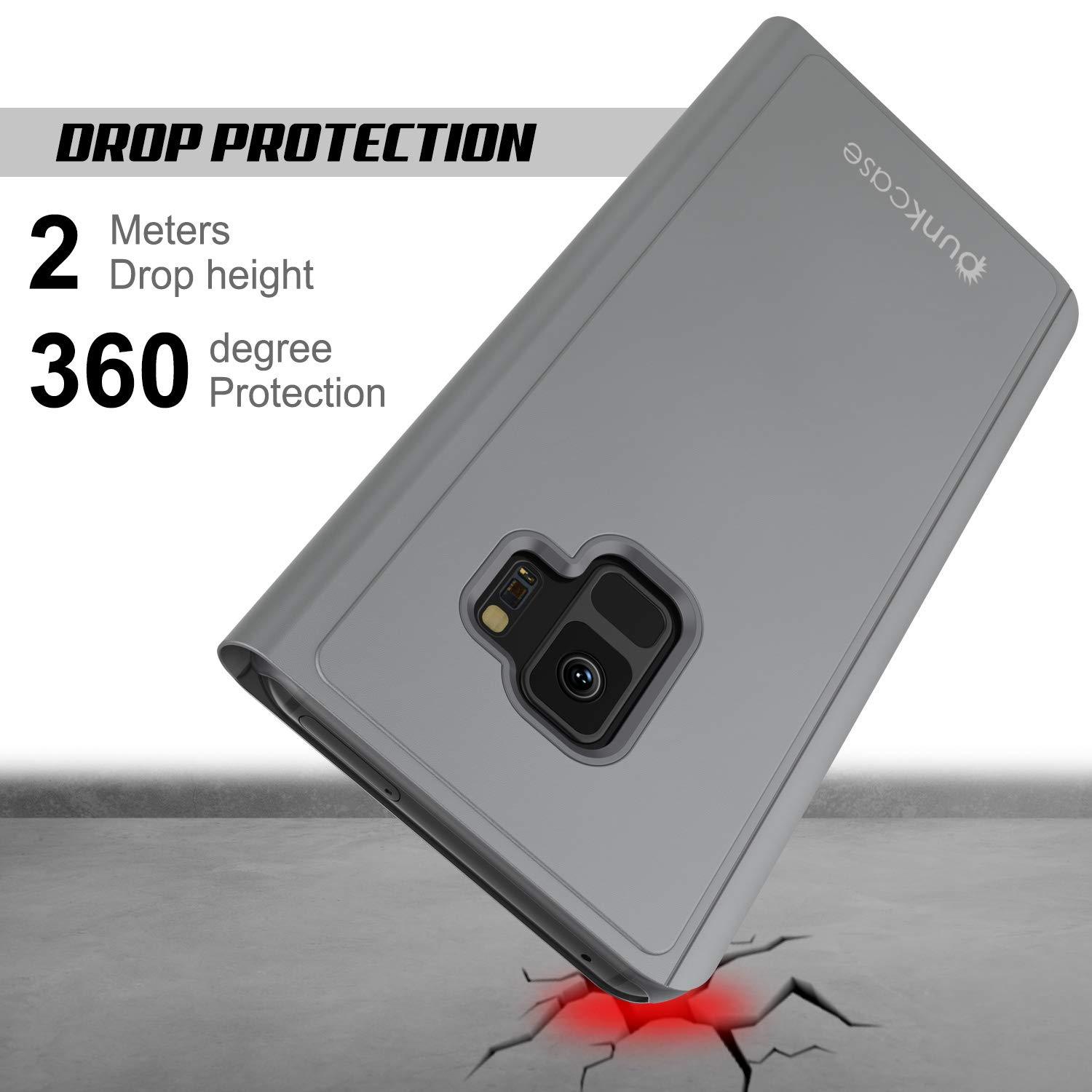Punkcase S9  Reflector Case Protective Flip Cover [Silver]