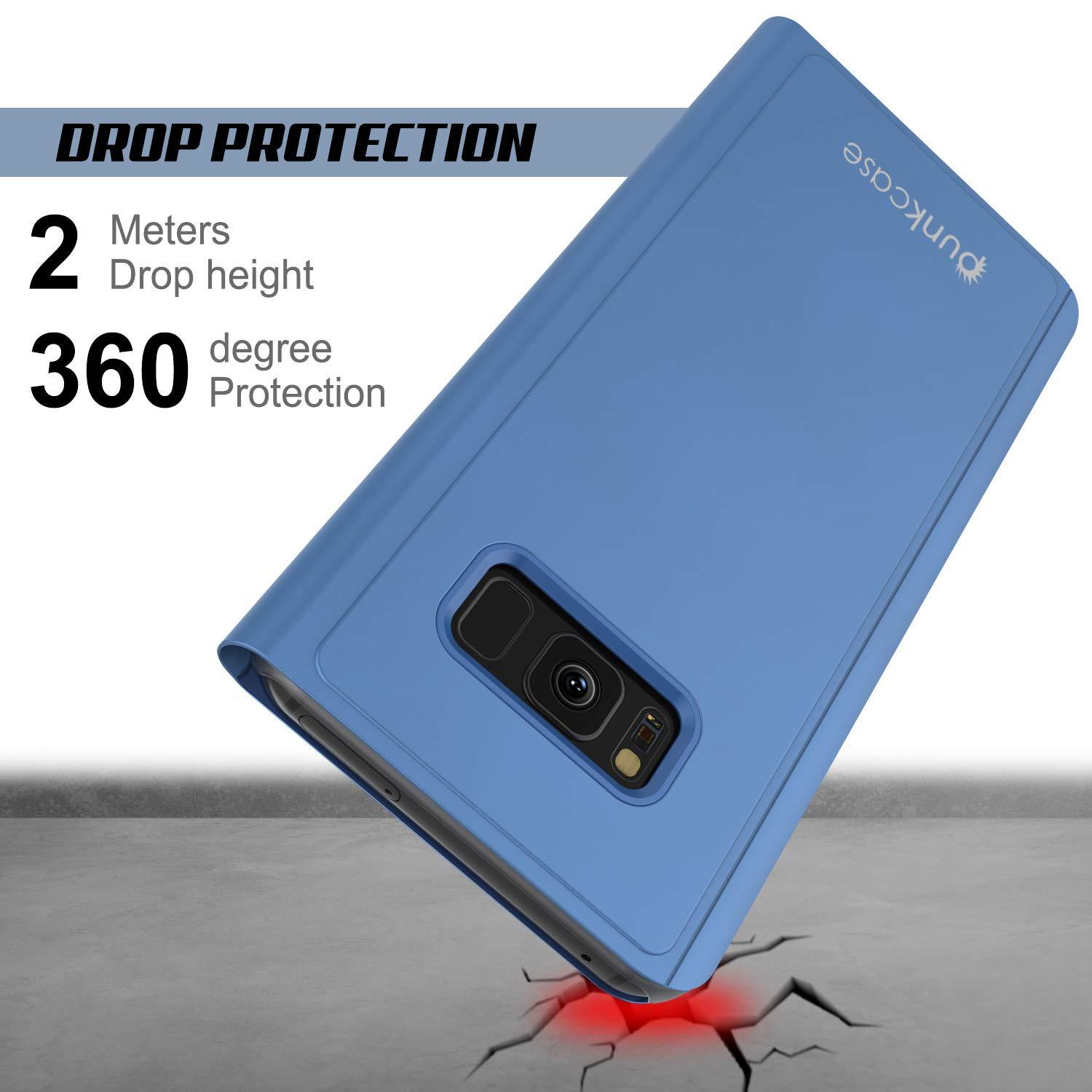 Punkcase S8  Reflector Case Protective Flip Cover [Blue]