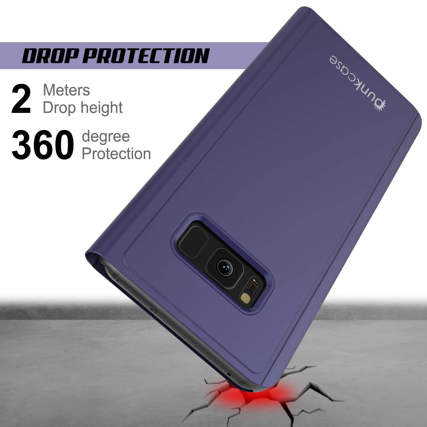 Punkcase S8 Plus Reflector Case Protective Flip Cover [Purple]