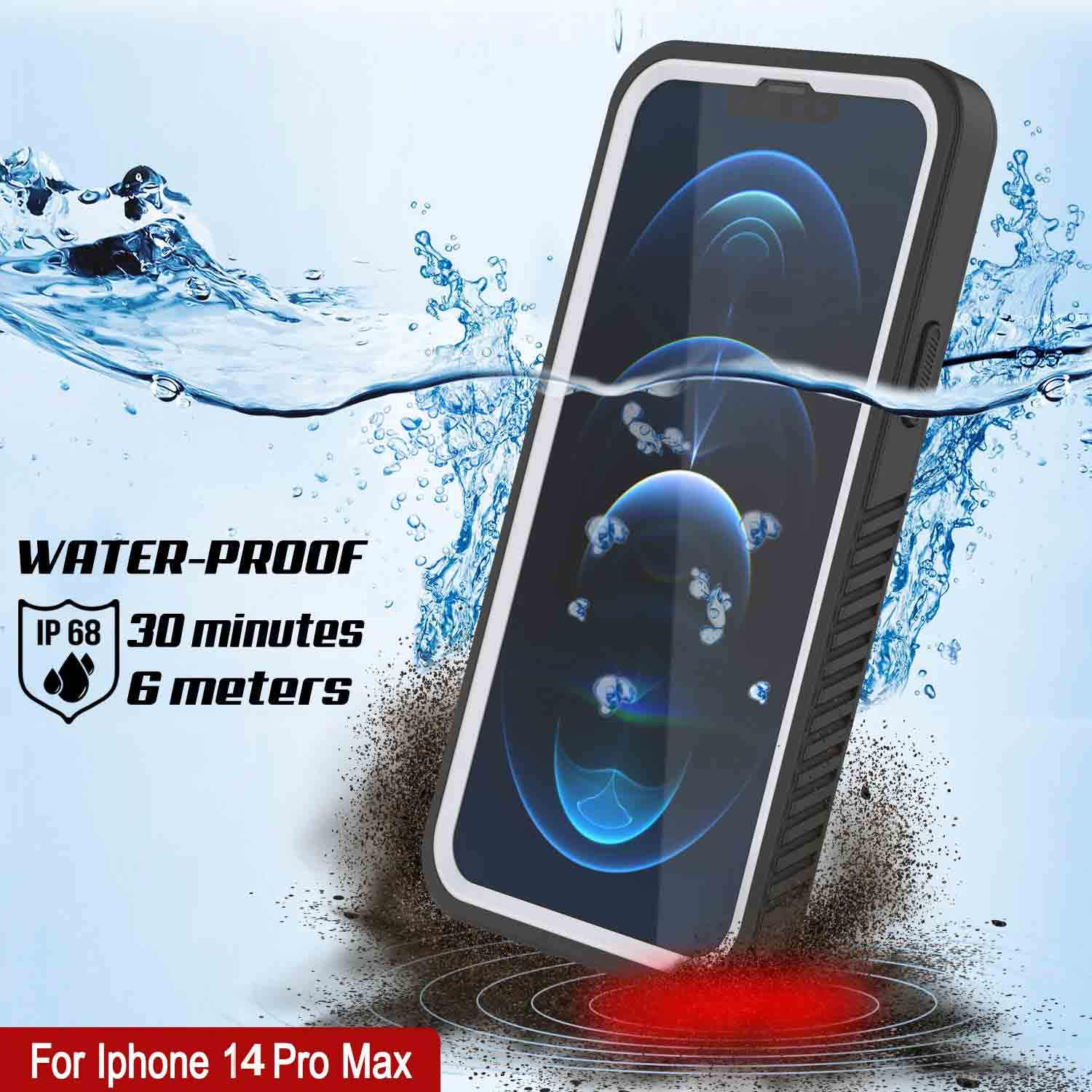 iPhone 14 Pro Max Waterproof Case, Punkcase [Extreme Series] Armor Cover W/ Built In Screen Protector [White]