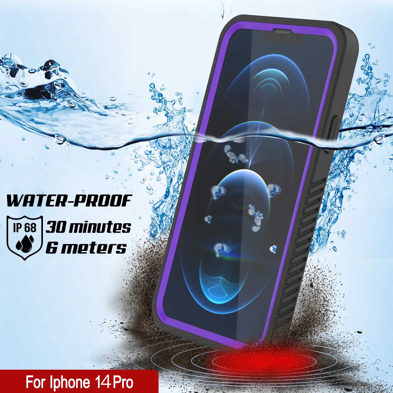 iPhone 14 Pro Waterproof Case, Punkcase [Extreme Series] Armor Cover W/ Built In Screen Protector [Purple]