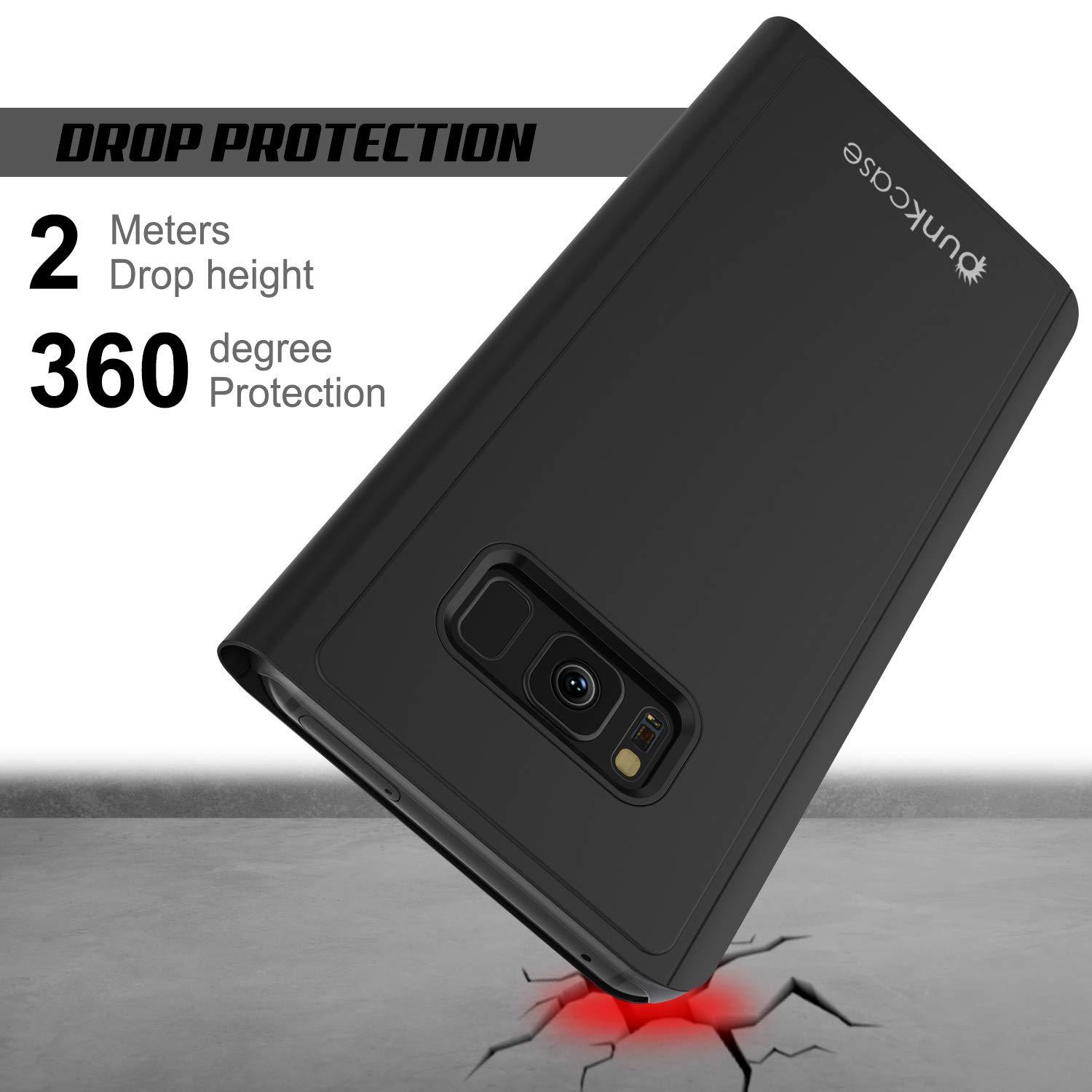 Punkcase S8  Reflector Case Protective Flip Cover [Black]