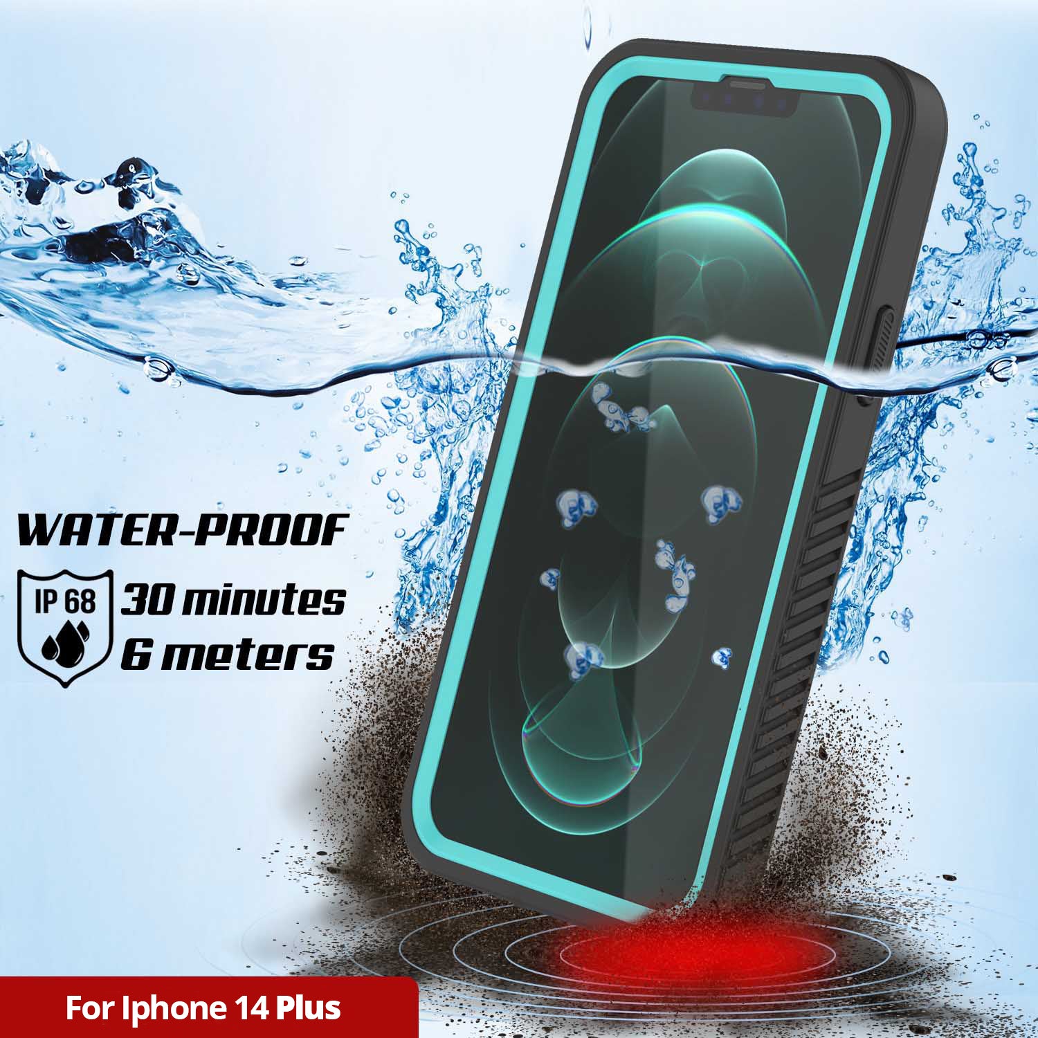 iPhone 14 Plus Waterproof Case, Punkcase [Extreme Series] Armor Cover W/ Built In Screen Protector [Teal]