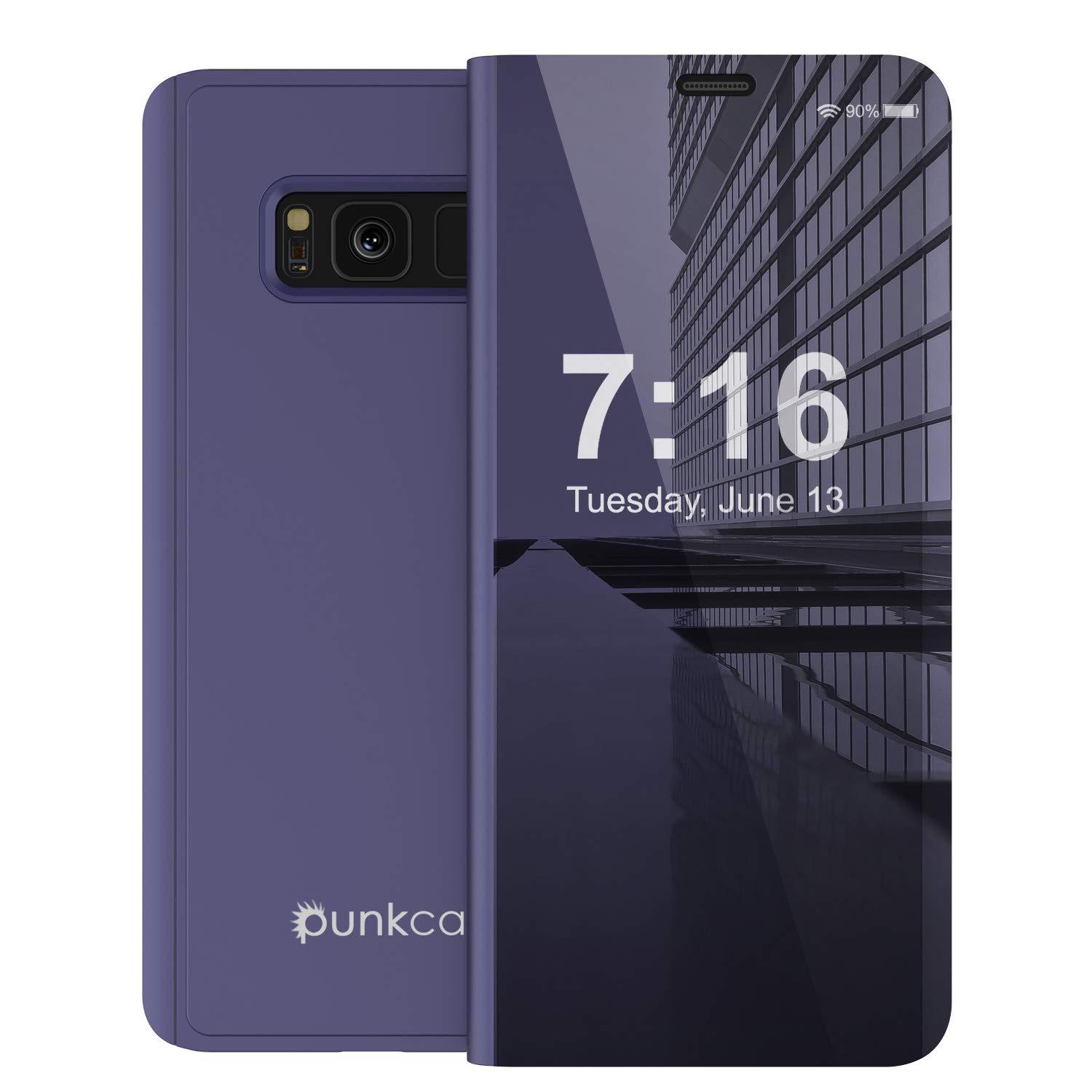 Punkcase S8 Plus Reflector Case Protective Flip Cover [Purple]