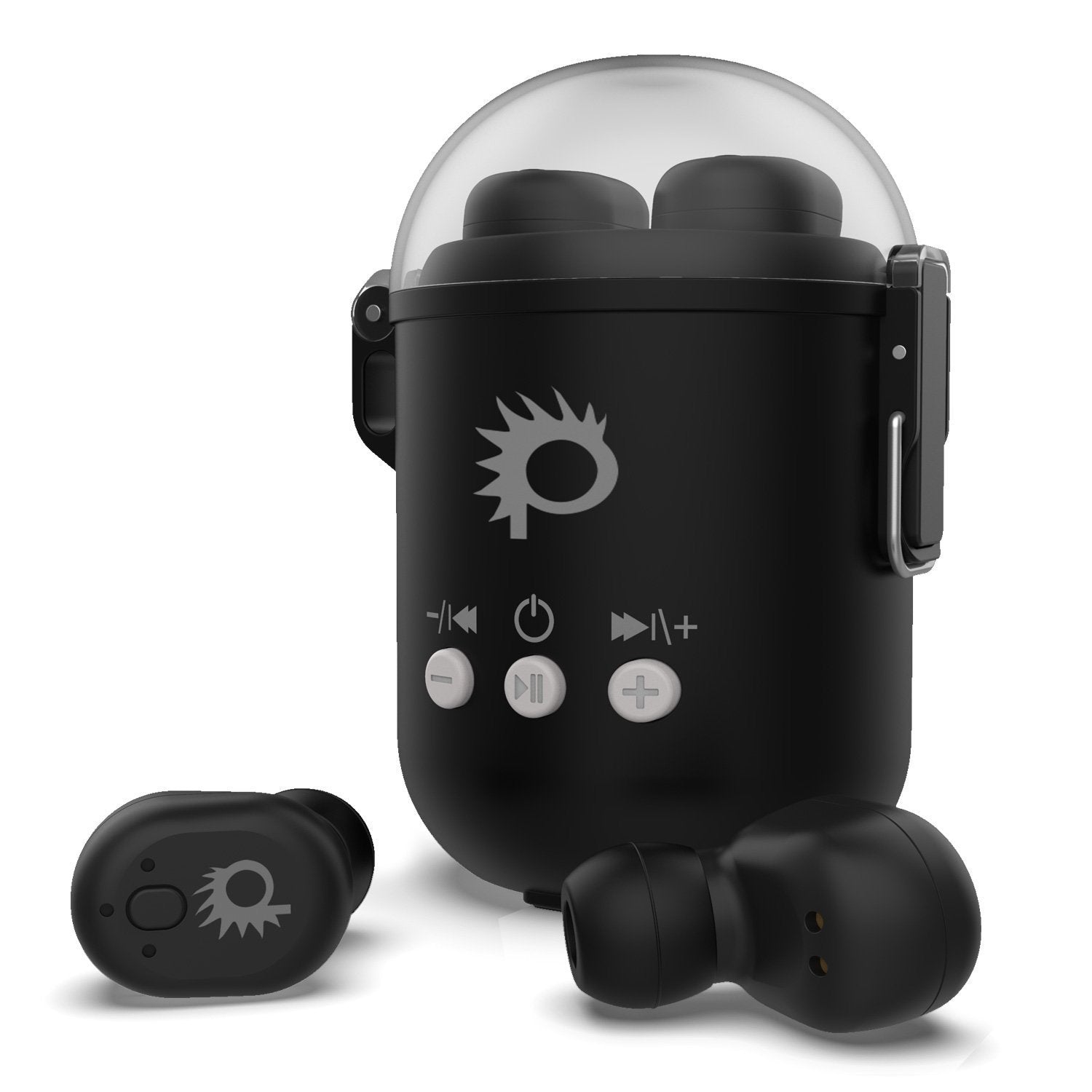 PunkBuds Capsule True Wireless Bluetooth Earbuds W/Noise Cancelling Mic IP67 Waterproof Storage & Fast Charger Case W/Built-In Speaker, Reliable Bluetooth 4.1 Technology & Long Battery Life [Black]
