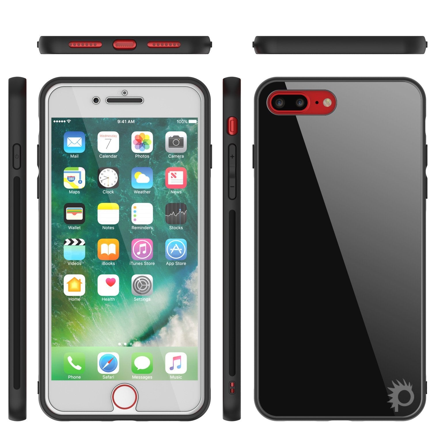 iPhone 8 PLUS Case, Punkcase GlassShield Ultra Thin (Black)