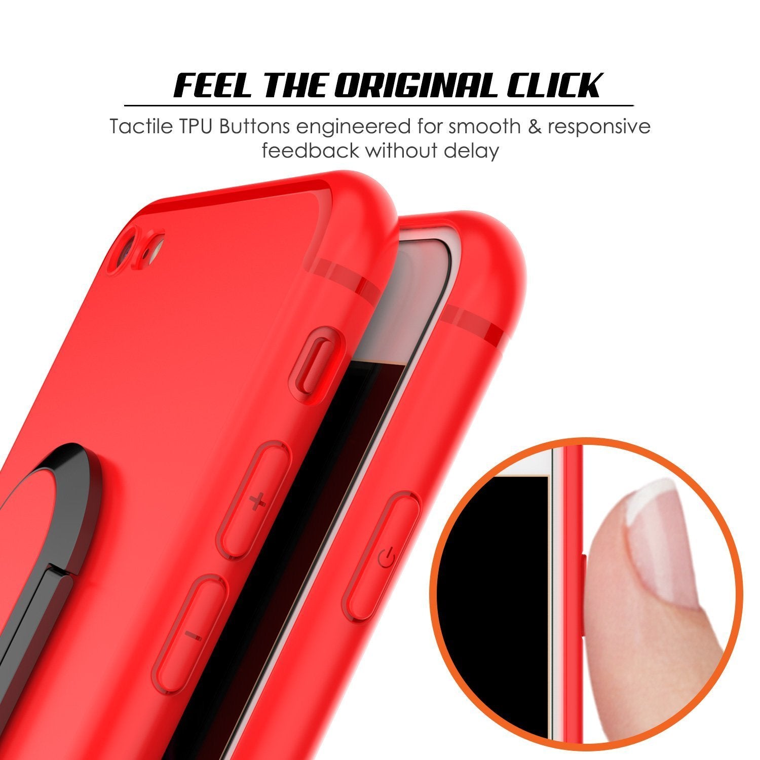 iPhone 8 Case, Punkcase Magnetix Protective TPU Cover W/ Kickstand, Tempered Glass Screen Protector [Red]