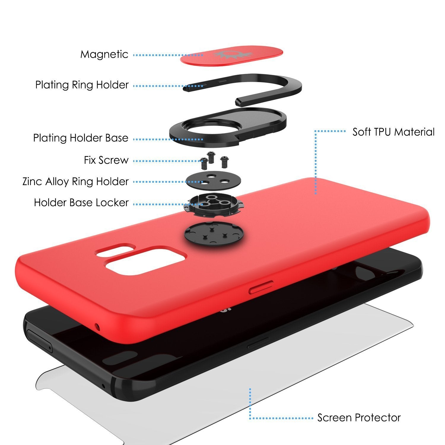 Galaxy S9 Magnetix Protective Screen Protector TPU Cover [Red]