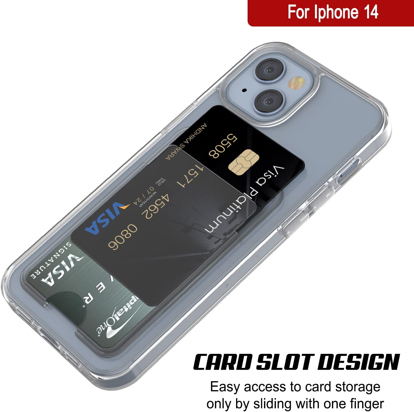 iPhone 14 Card Holder Case [Crystal CardSlot Series] [Slim Fit]