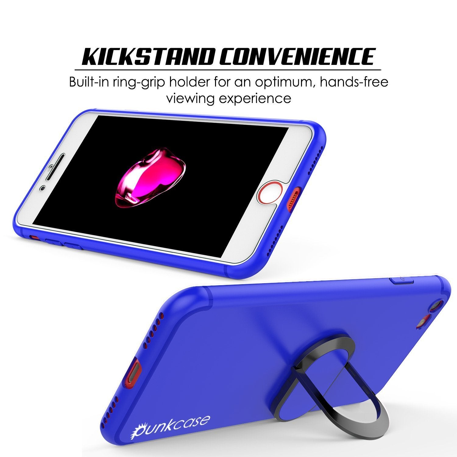 iPhone 8 Case, Punkcase Magnetix Protective TPU Cover W/ Kickstand, PLUS Tempered Glass Screen Protector [Blue]