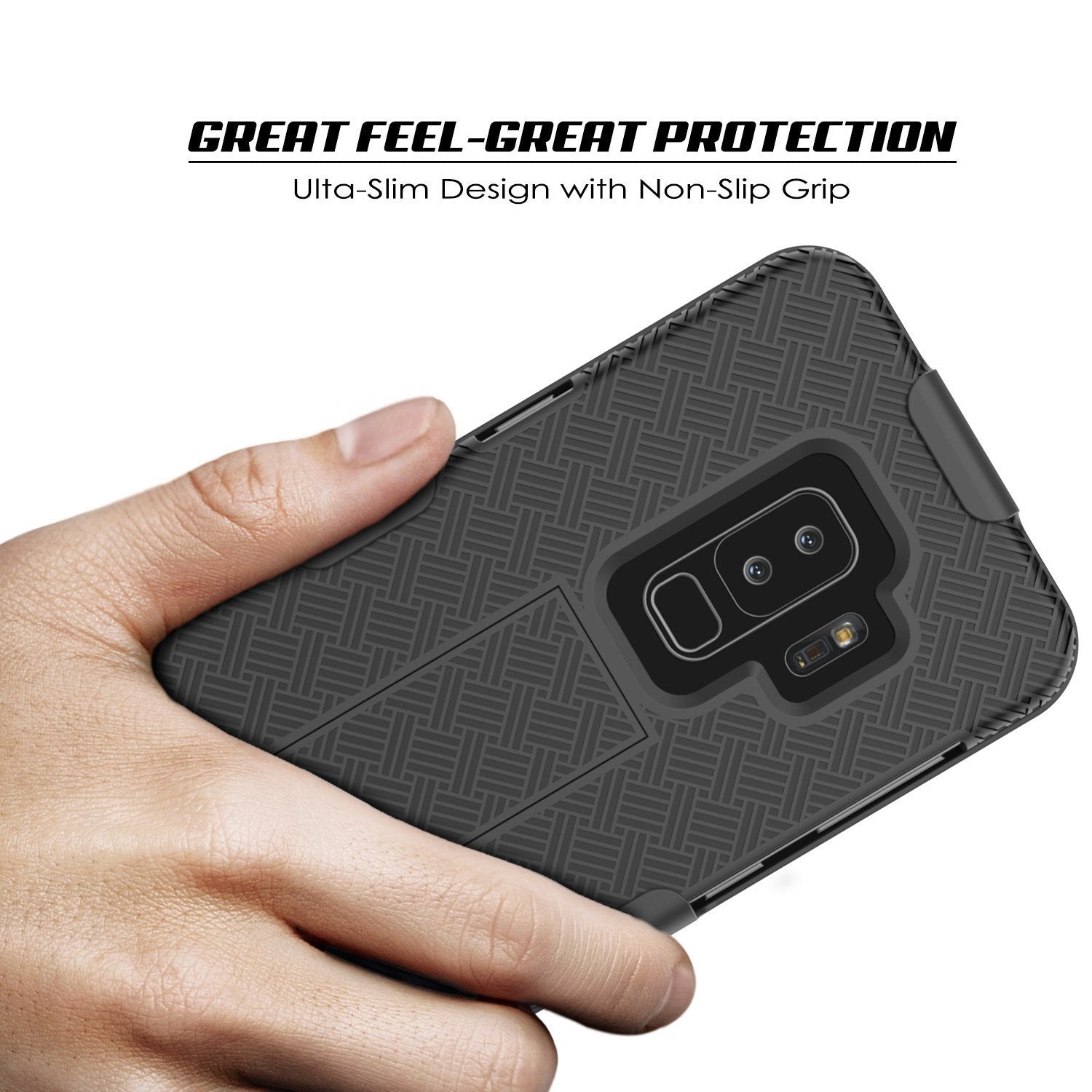 Galaxy S9 PLUS Case | Holster Belt Clip Screen Protector cover [Black]