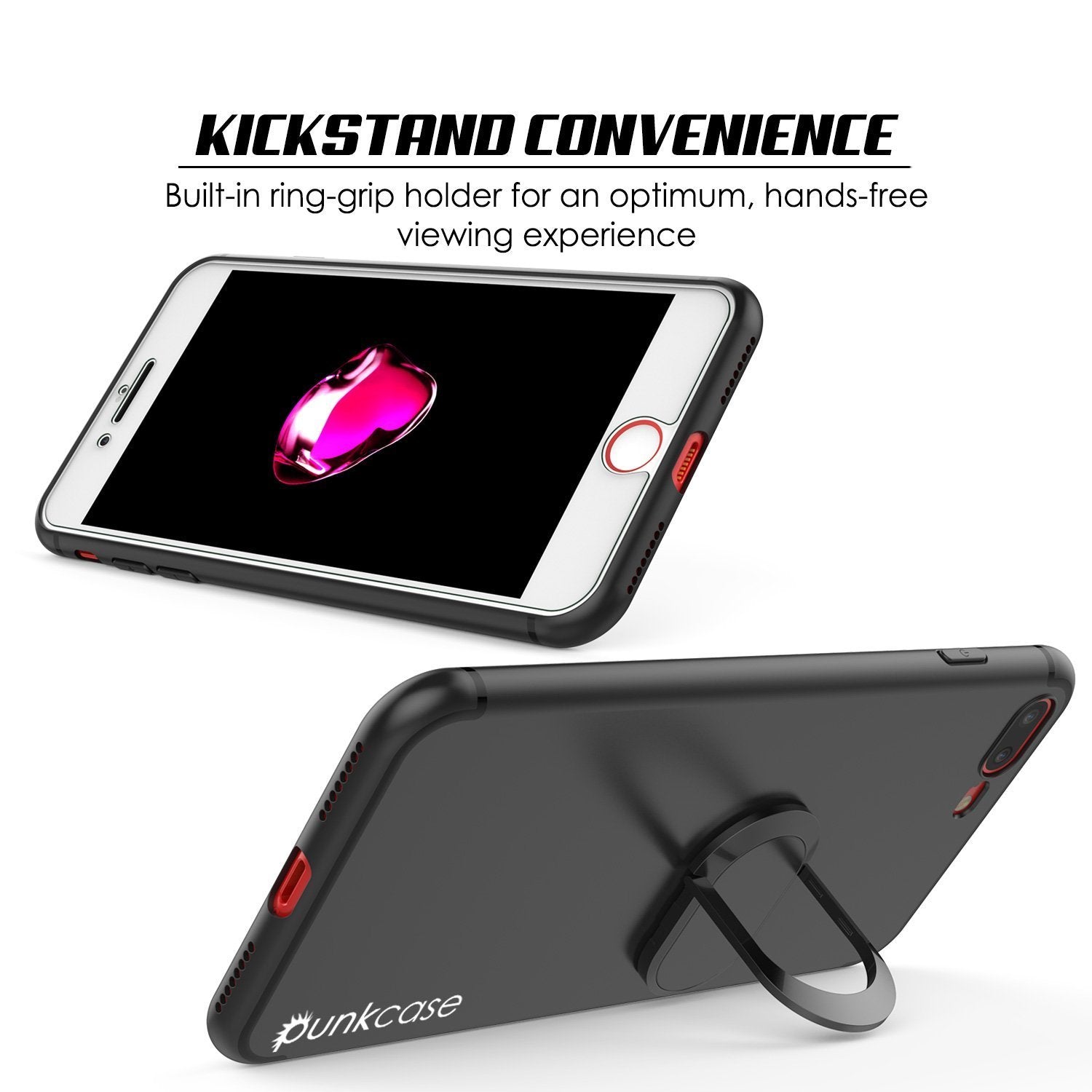 iPhone 8 PLUS Case, Punkcase Magnetix Protective TPU Cover W/ Kickstand, Tempered Glass Screen Protector [Black]
