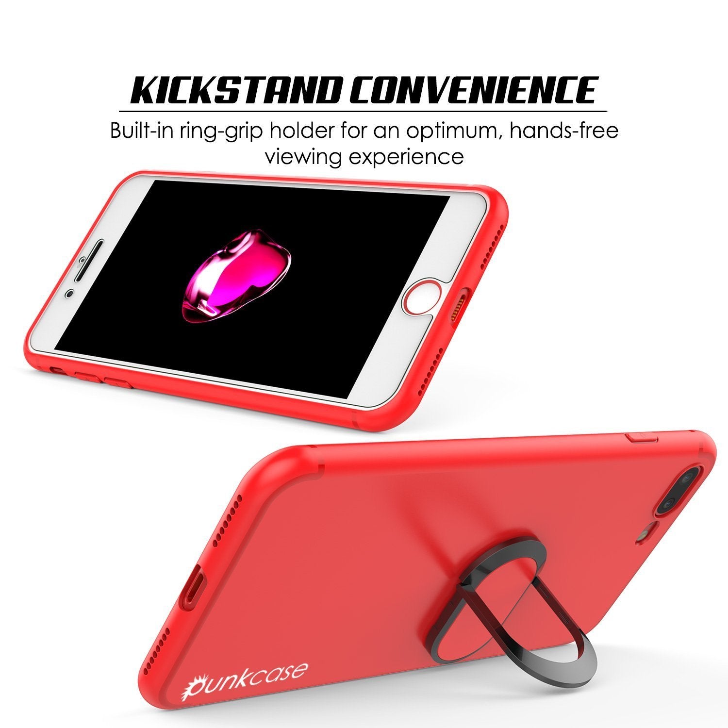 iPhone 8 PLUS Case, Punkcase Magnetix Protective TPU Cover W/ Kickstand, Tempered Glass Screen Protector [Red]