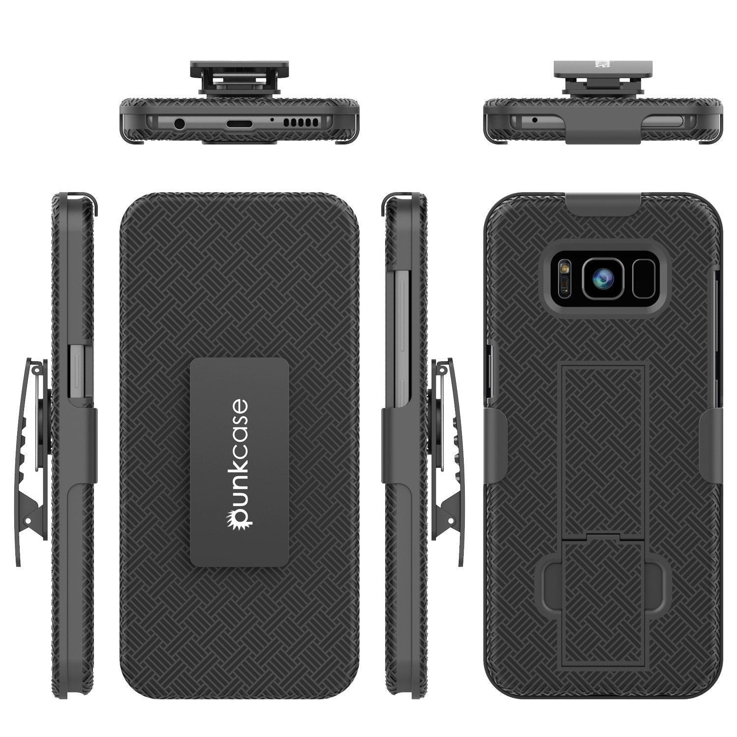 Punkcase Galaxy S8 Plus Case, Holster Belt Clip & Kickstand [Black]